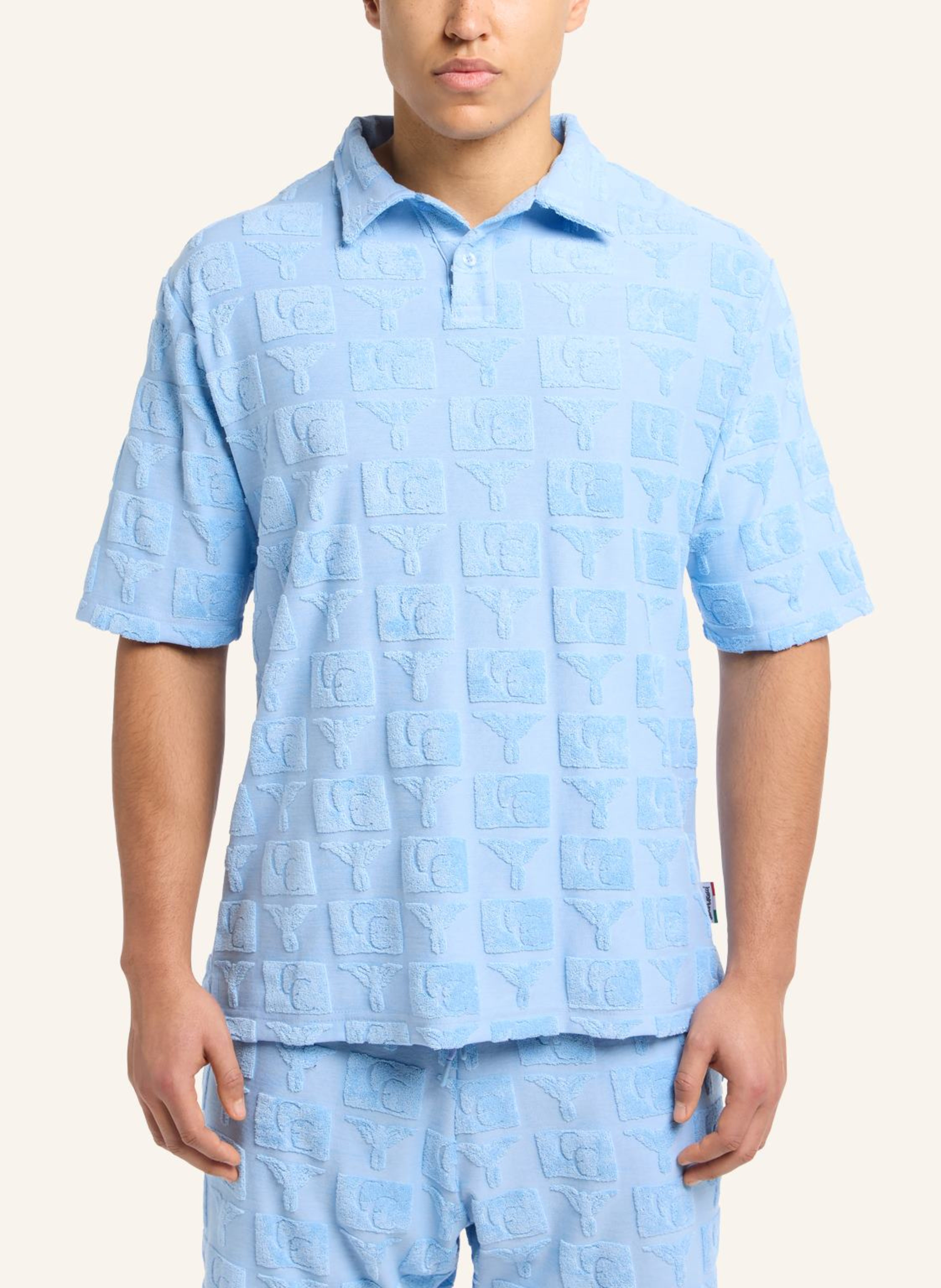 Thumbnail - Carlo Colucci Oversize Poloshirt Mit Frotteeinsätzen Echner blau