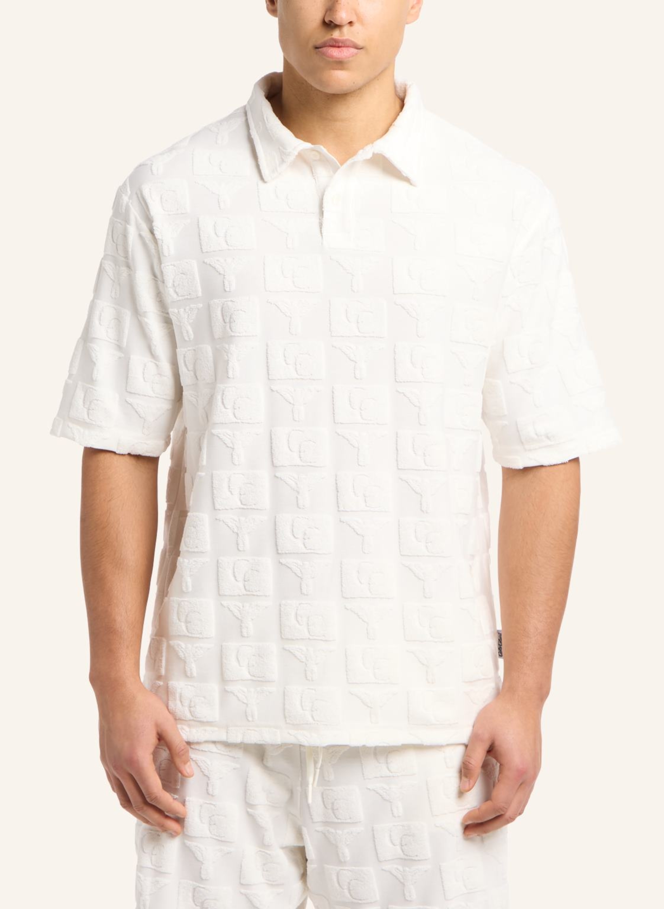 Thumbnail - Carlo Colucci Oversize Poloshirt Mit Frotteeinsätzen Echner weiss