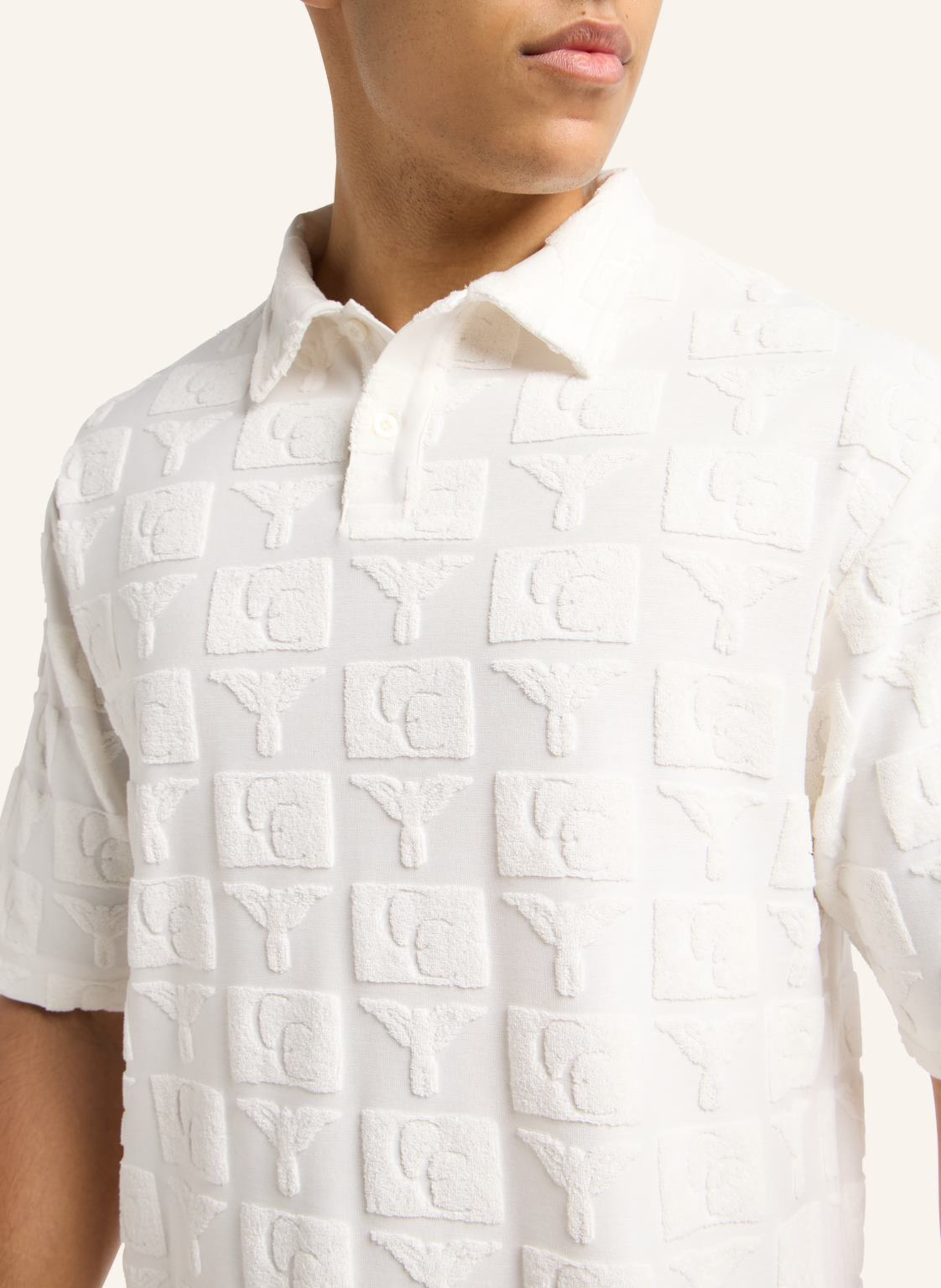 Thumbnail - Carlo Colucci Oversize Poloshirt Mit Frotteeinsätzen Echner weiss