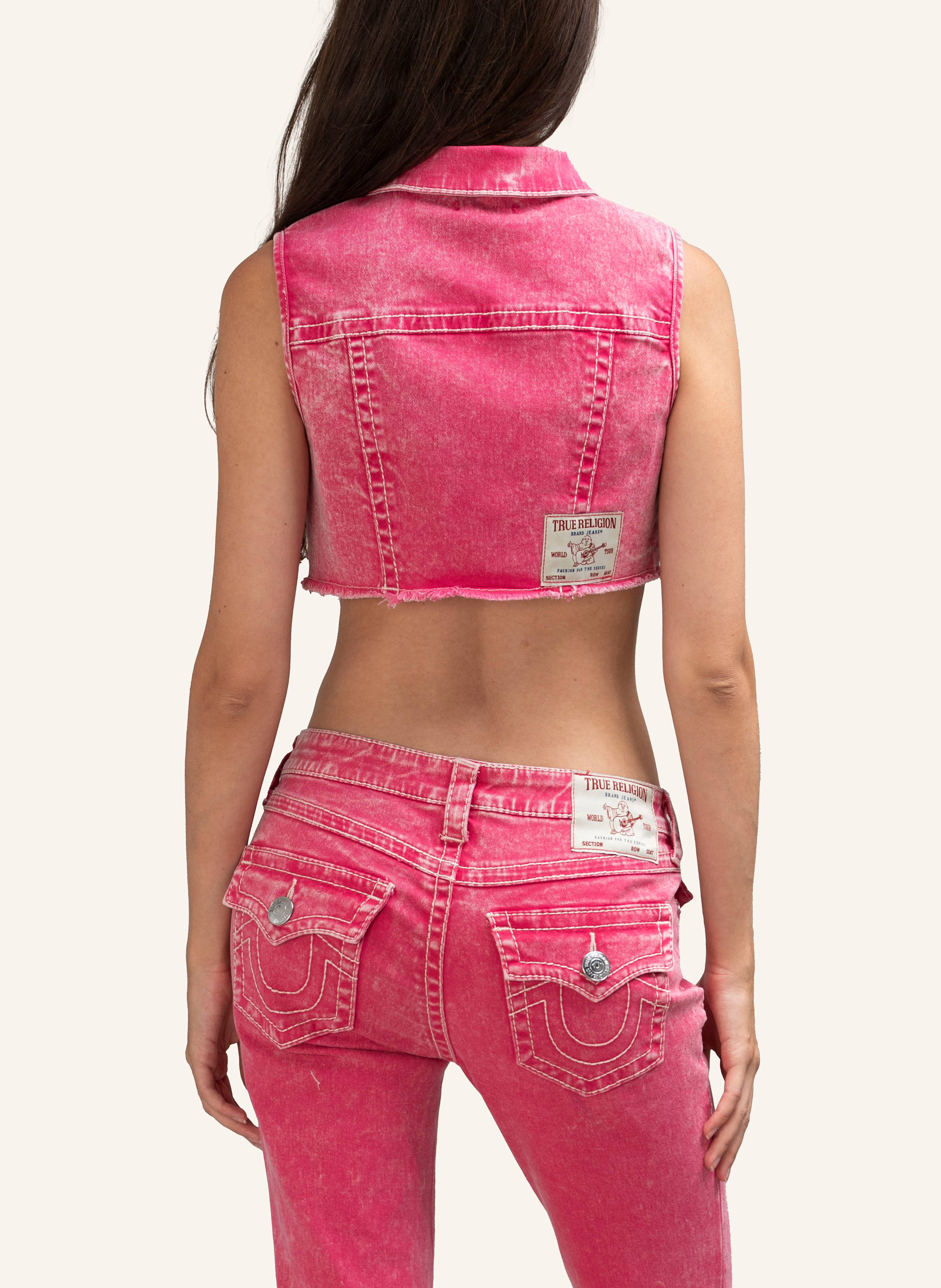 Thumbnail - True Religion Jeansweste Big T pink