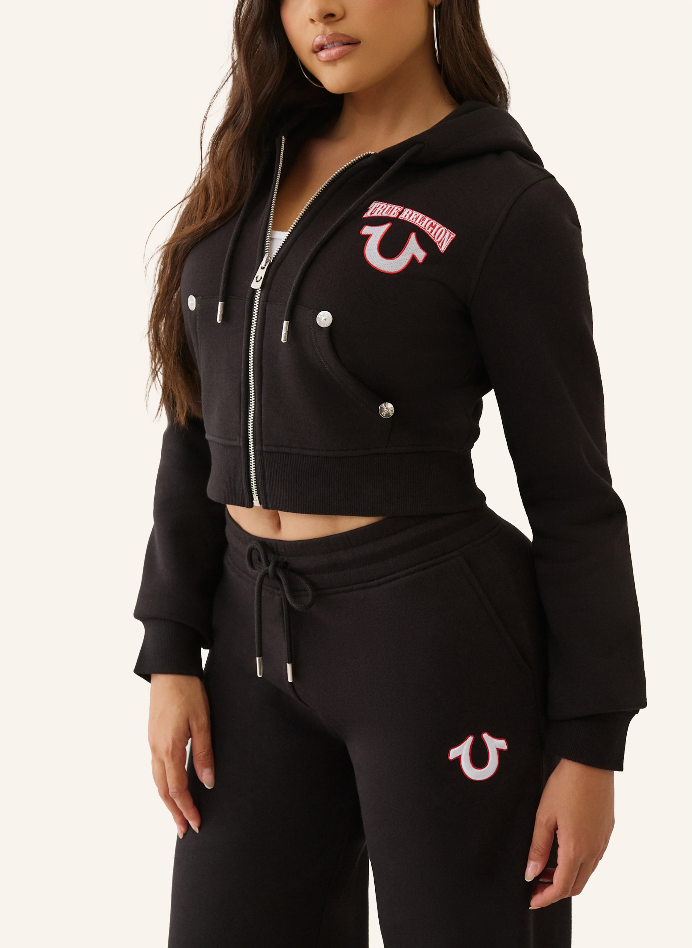 Thumbnail - True Religion Hoodie Shrunken schwarz