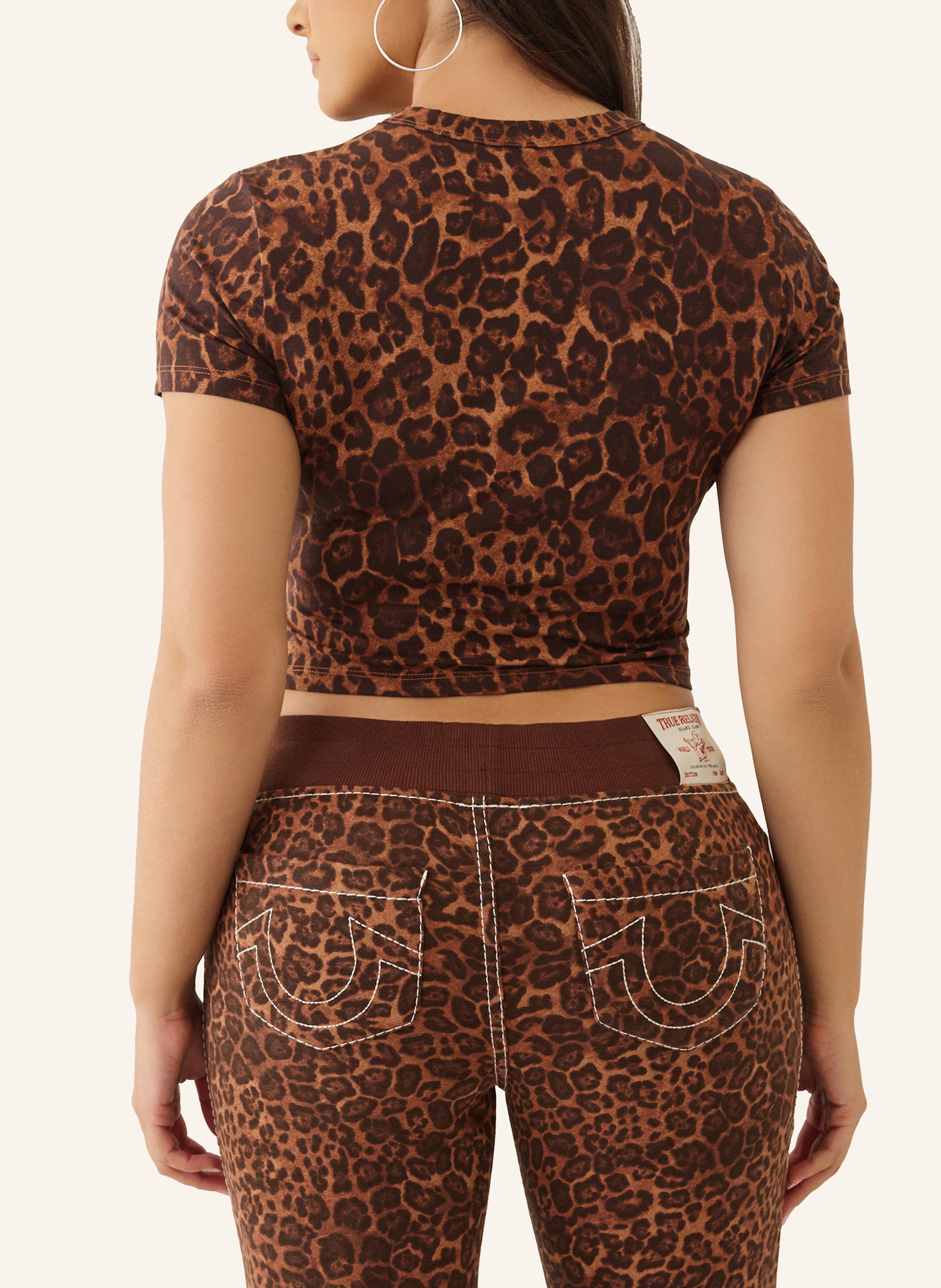 Thumbnail - True Religion T-Shirt Leopard Crystals braun