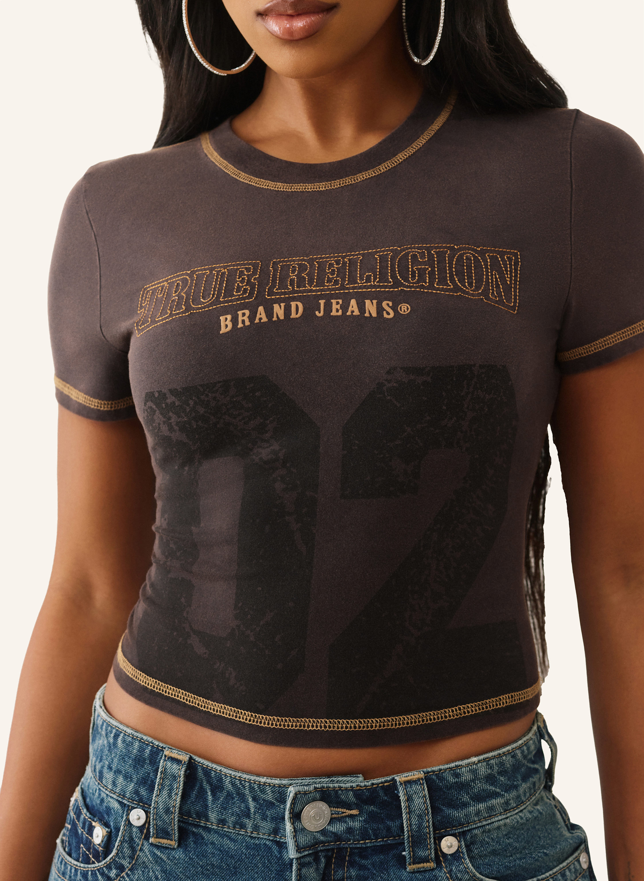 Thumbnail - True Religion T-Shirt Cropped schwarz