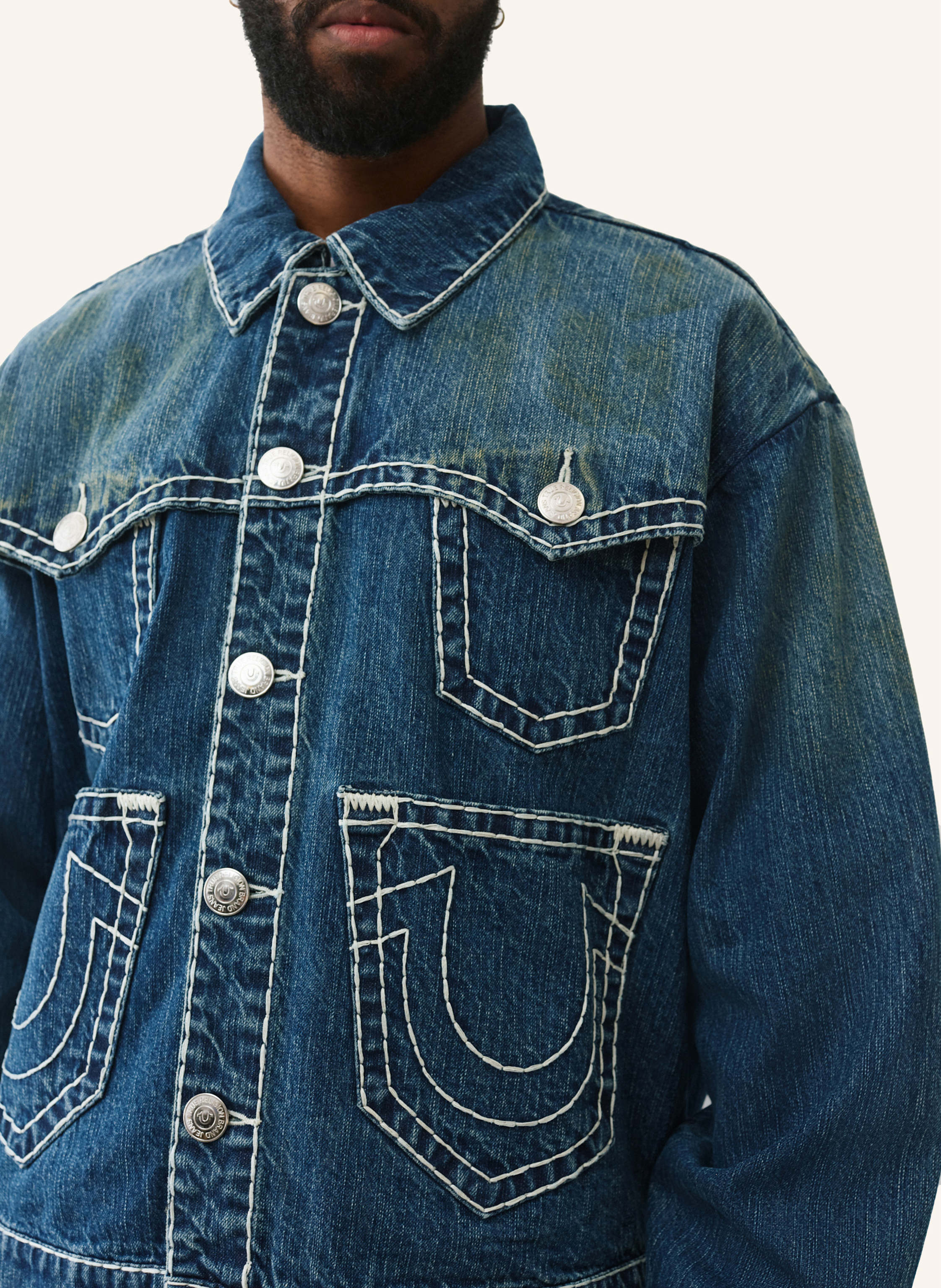 Thumbnail - True Religion Jeansjacke Oversized blau