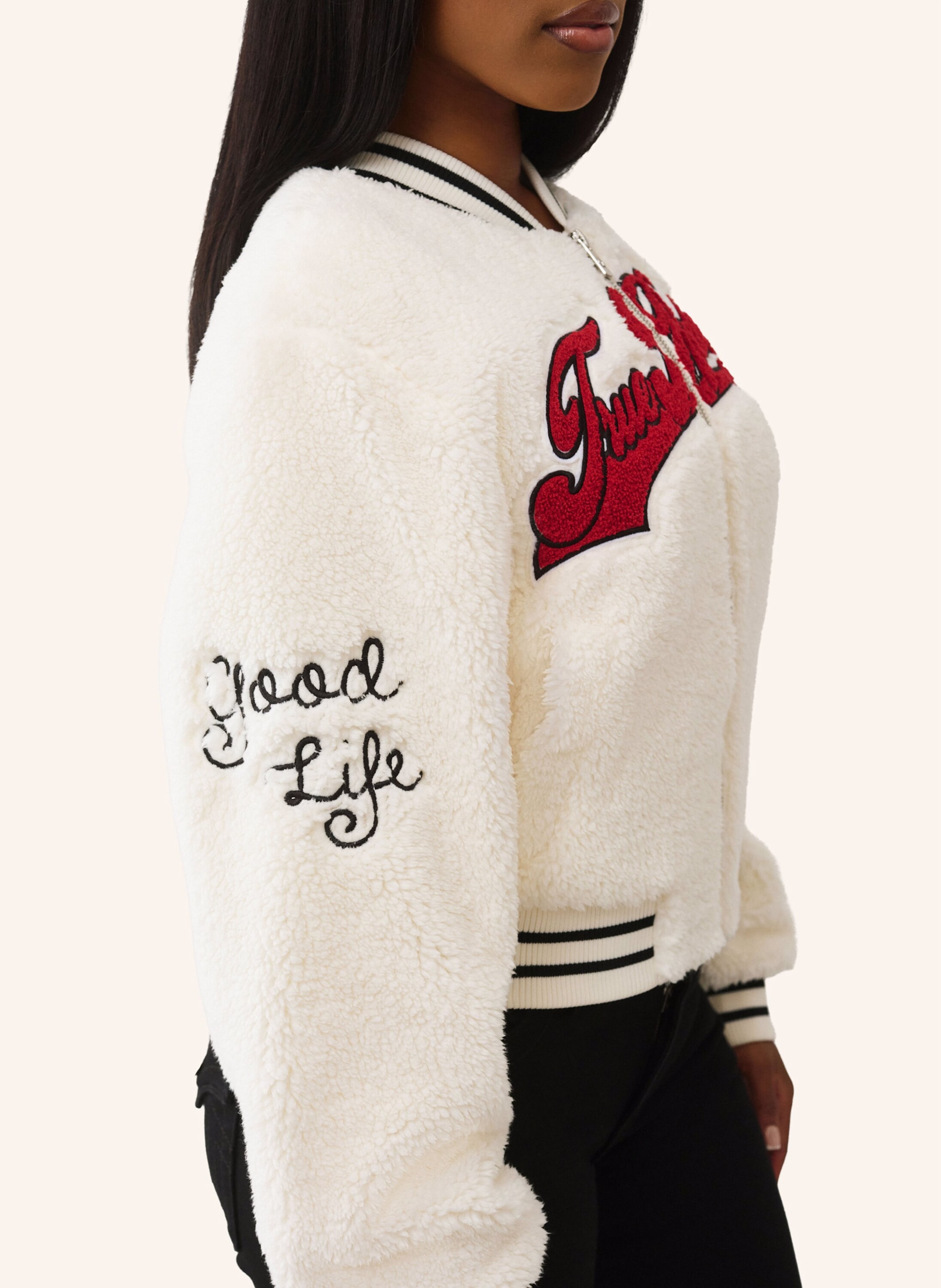 Thumbnail - True Religion Collgejacke Chenille Bomber weiss