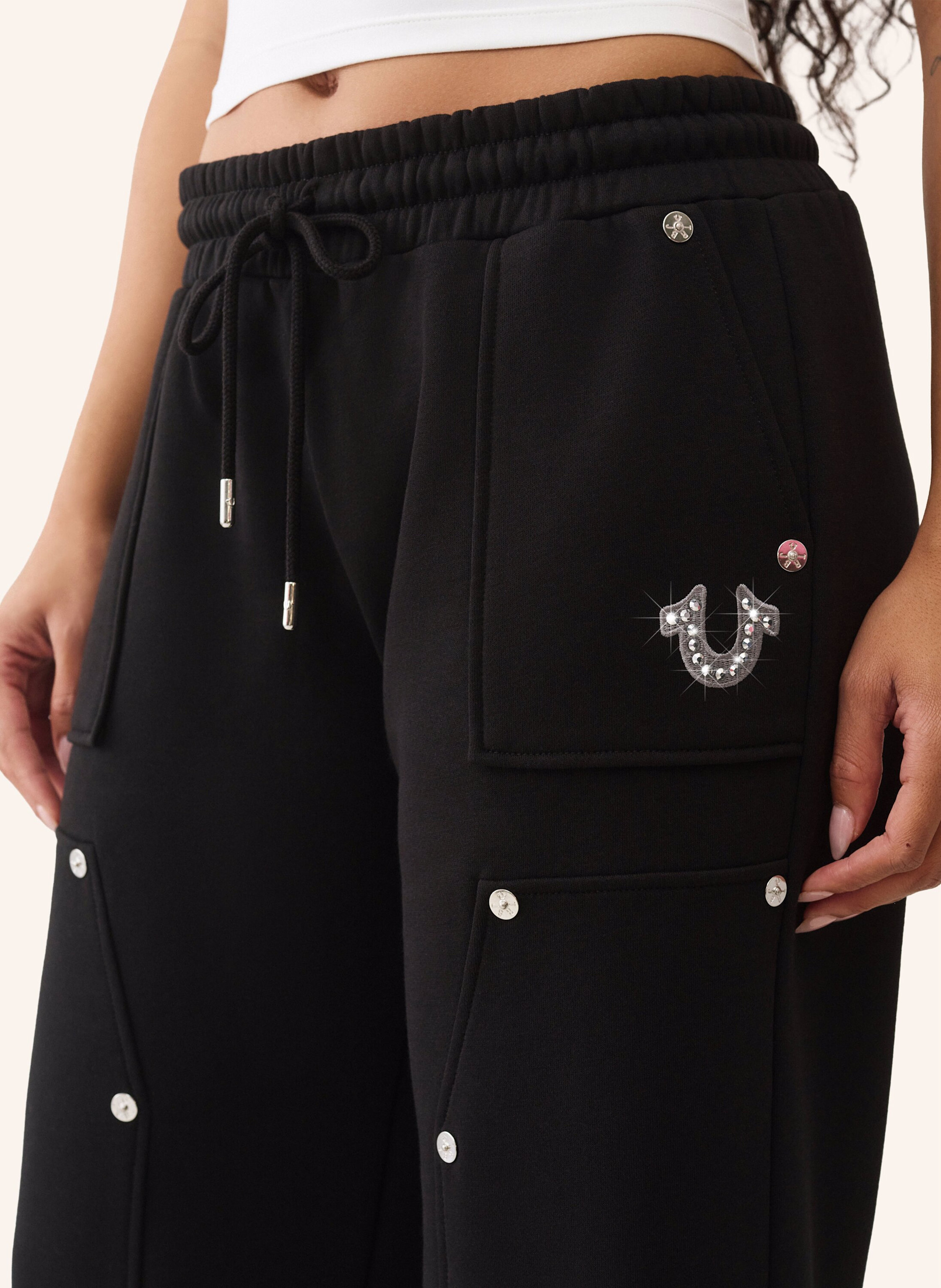 Thumbnail - True Religion Sweathose Studded Carpenter schwarz