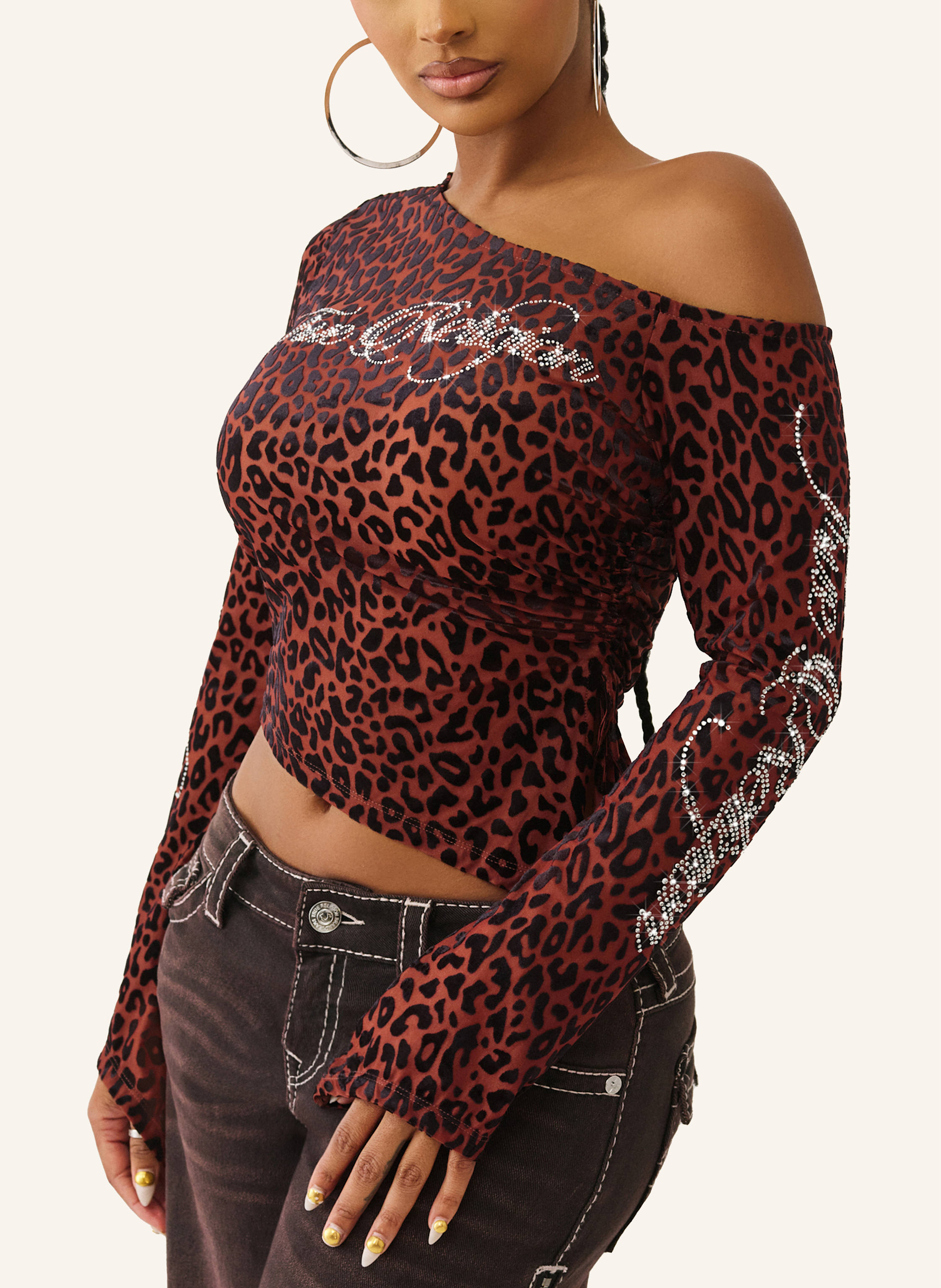 Thumbnail - True Religion Langarm-Shirt Asymmetrical braun