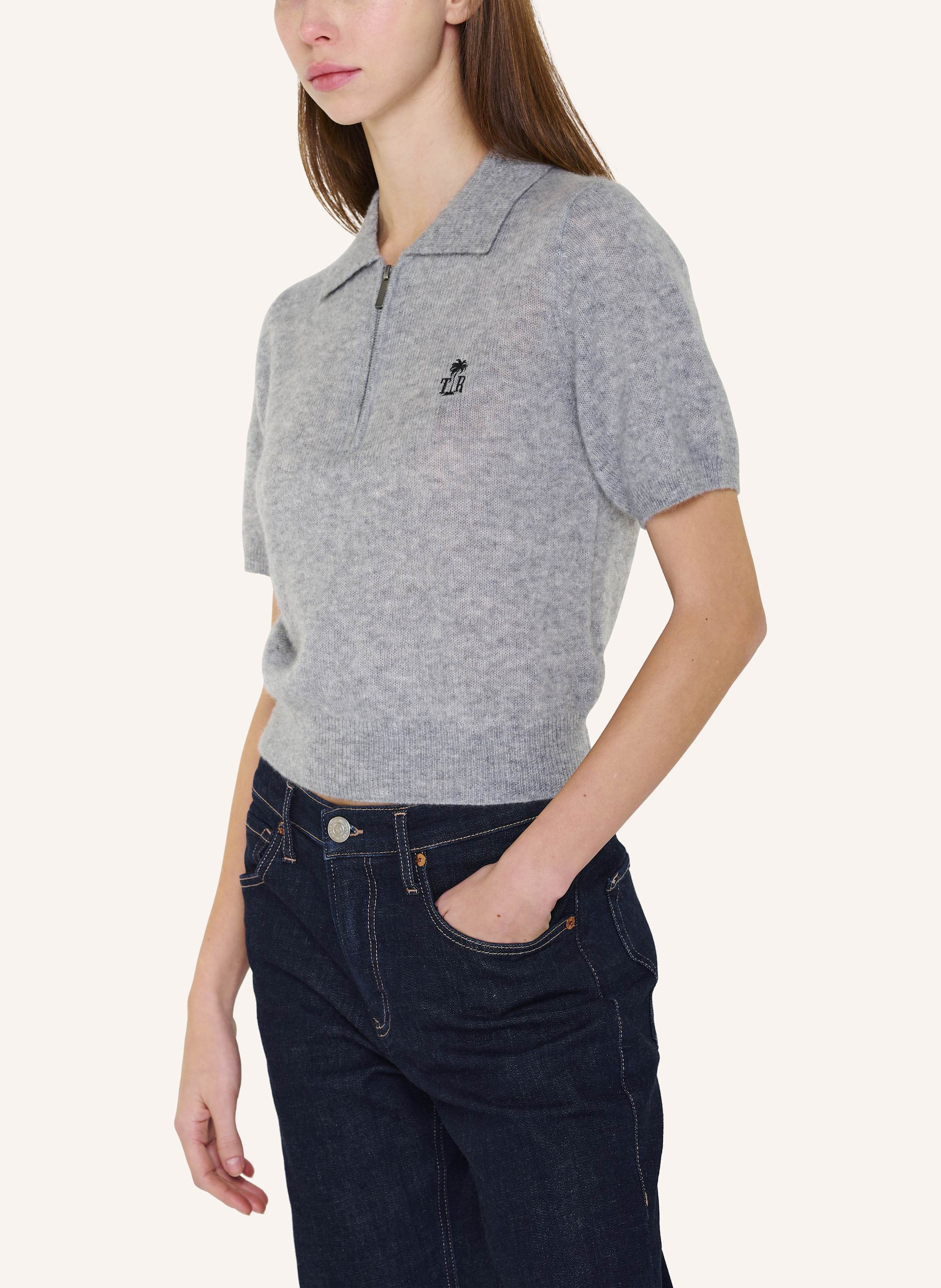 Thumbnail - True Religion Strick-Poloshirt Amara grau