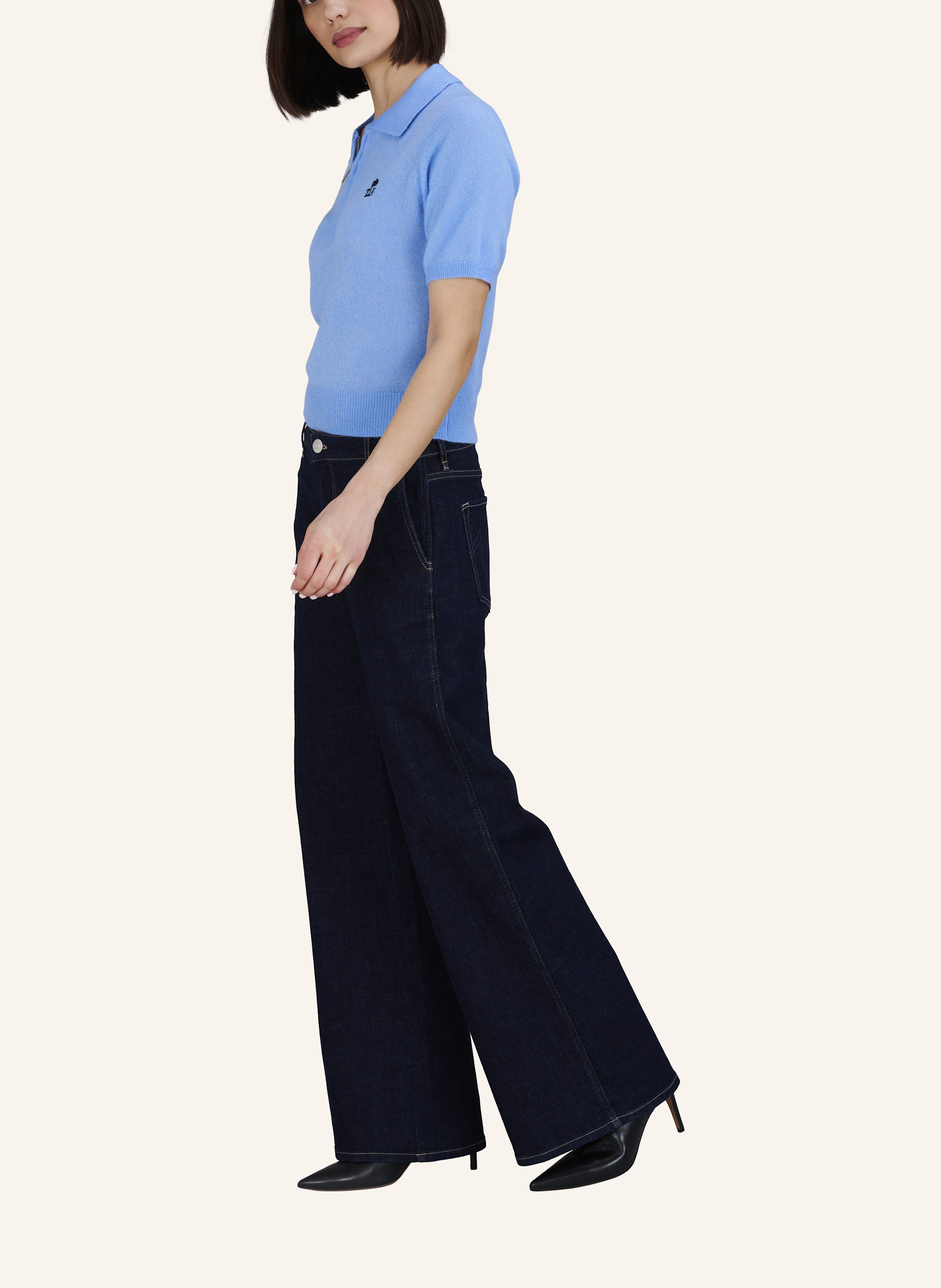 Thumbnail - True Religion Strick-Poloshirt Amara blau