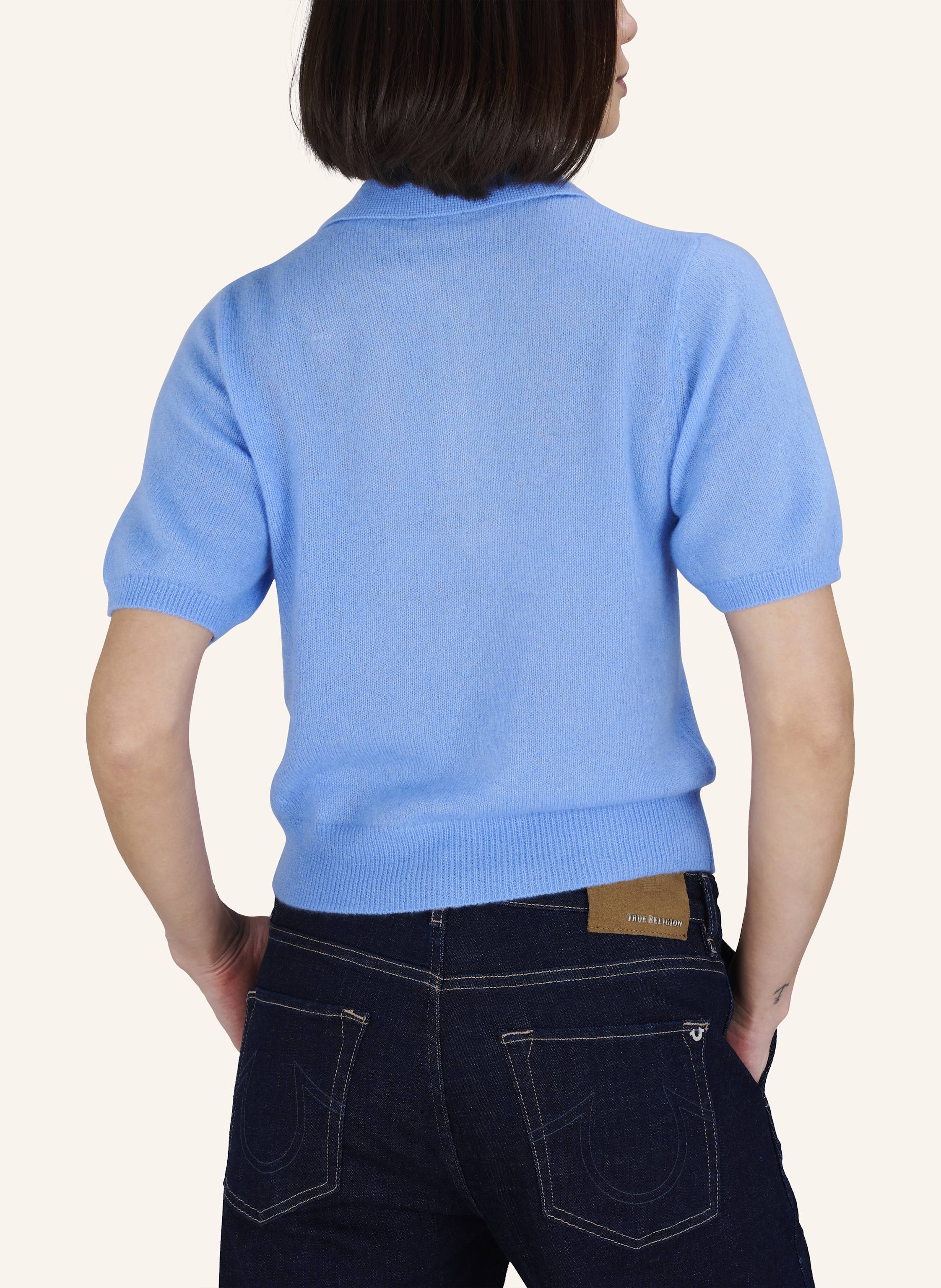 Thumbnail - True Religion Strick-Poloshirt Amara blau