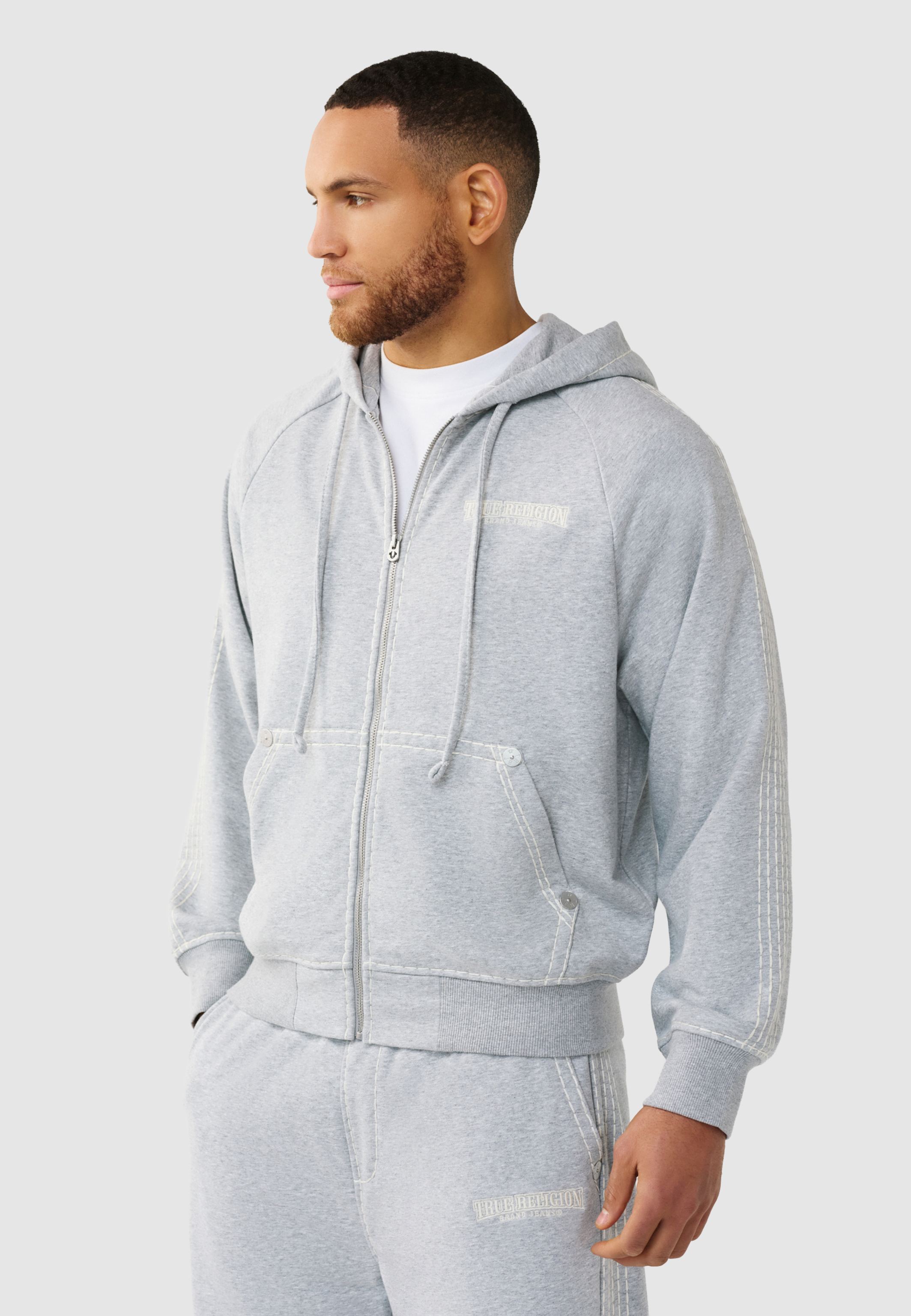 Thumbnail - True Religion Zip-Hoodie grau