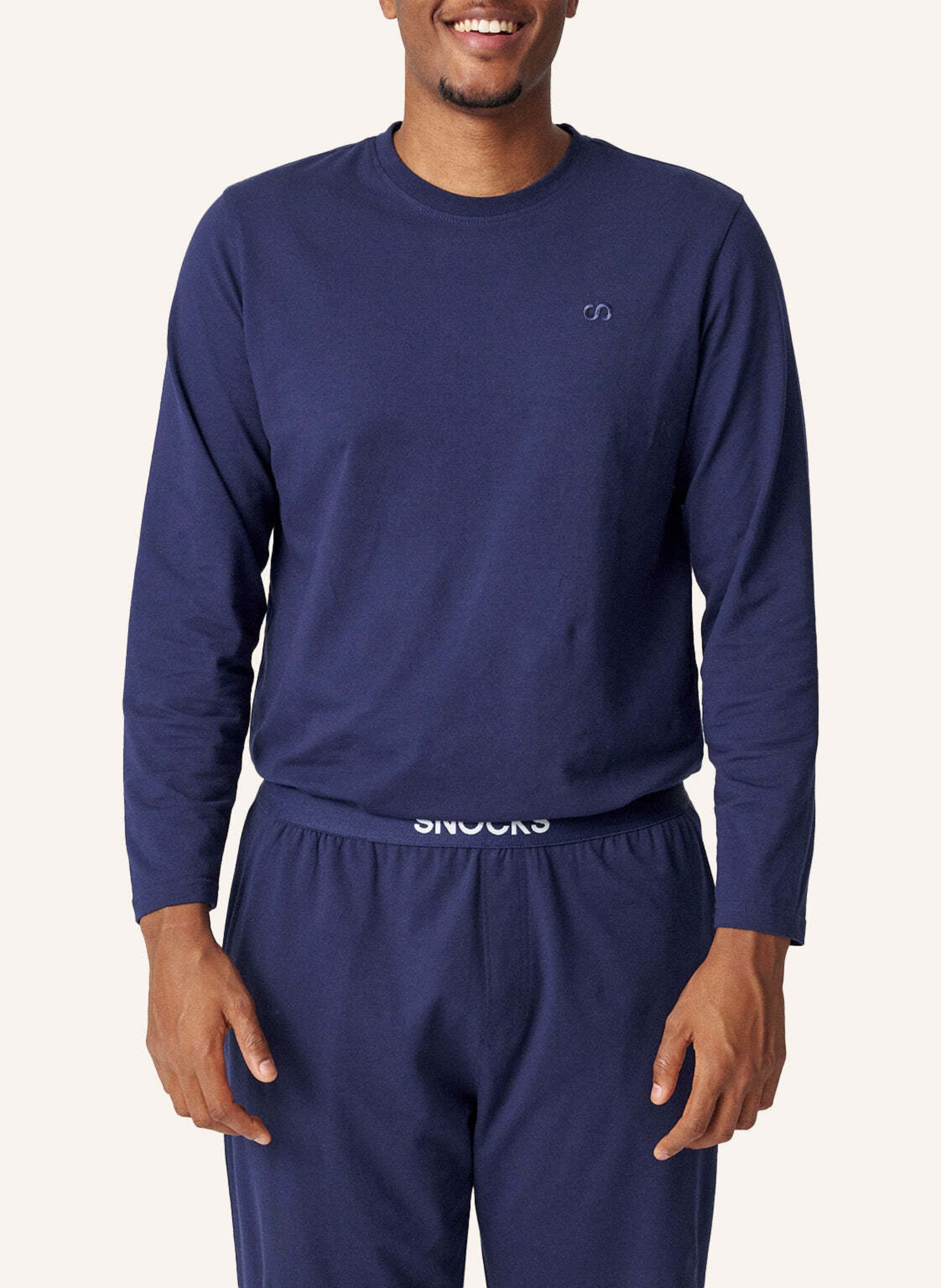 Thumbnail - Snocks Schlafanzug Oberteil Herren Langarm blau