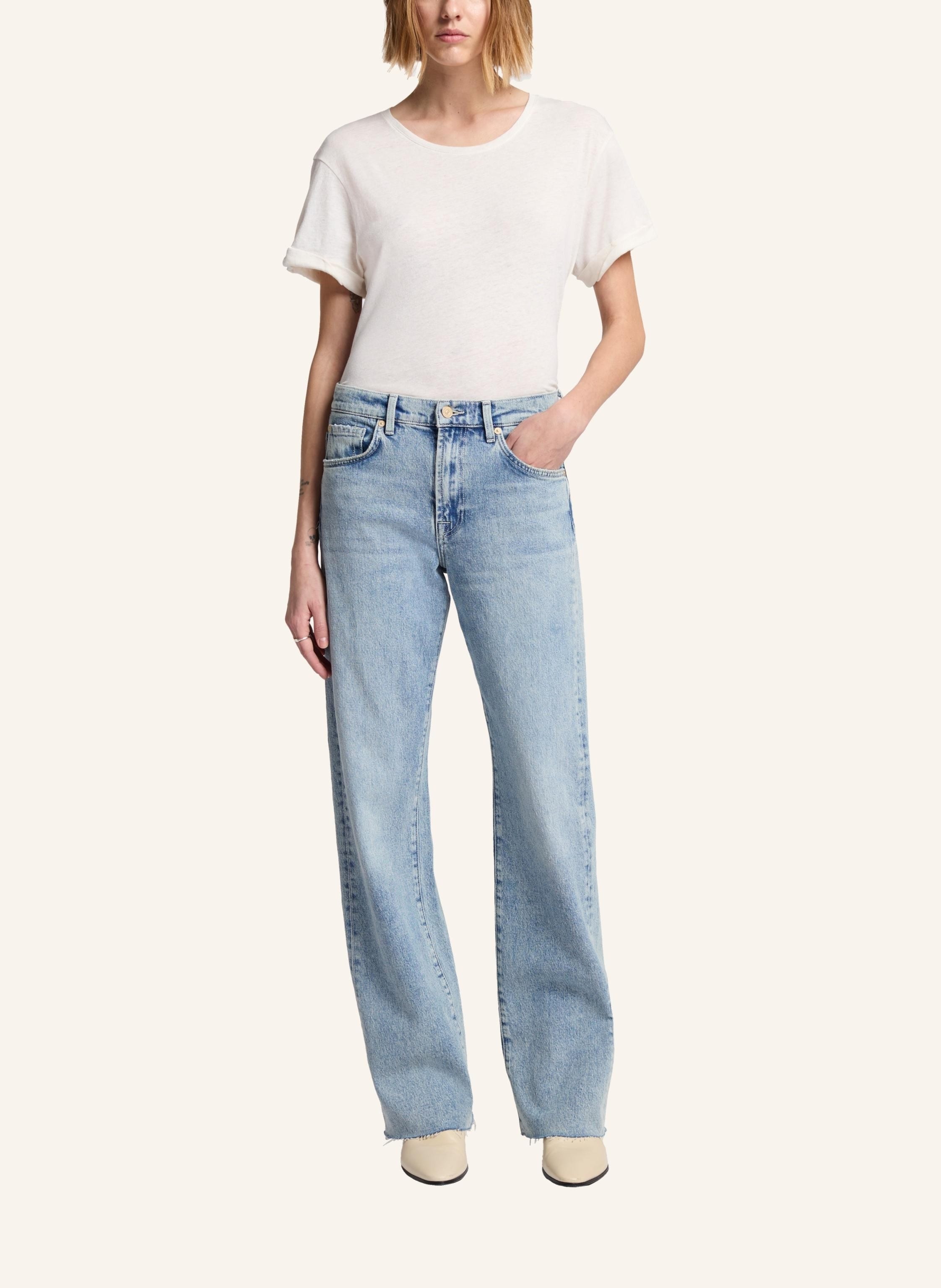 Thumbnail - 7 For All Mankind Jeans Tess Trouser Straight Fit blau