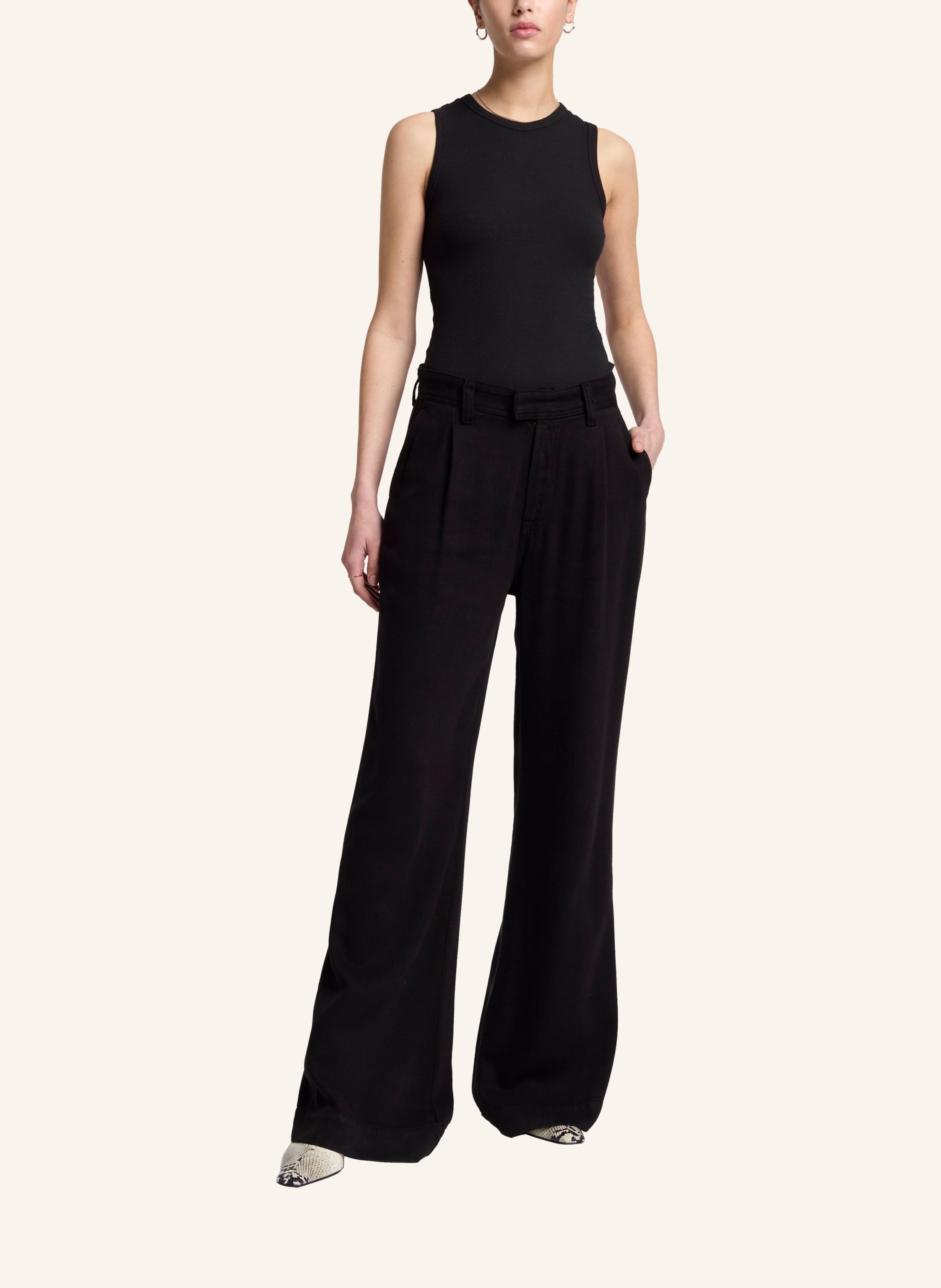 Thumbnail - 7 For All Mankind Pants Pleated Trouser Flare Fit schwarz