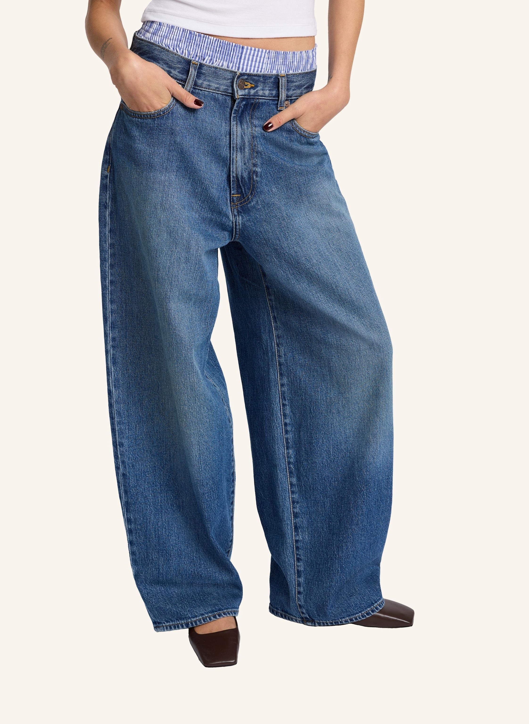 Thumbnail - 7 For All Mankind Jeans Baggy Wide Leg Fit blau