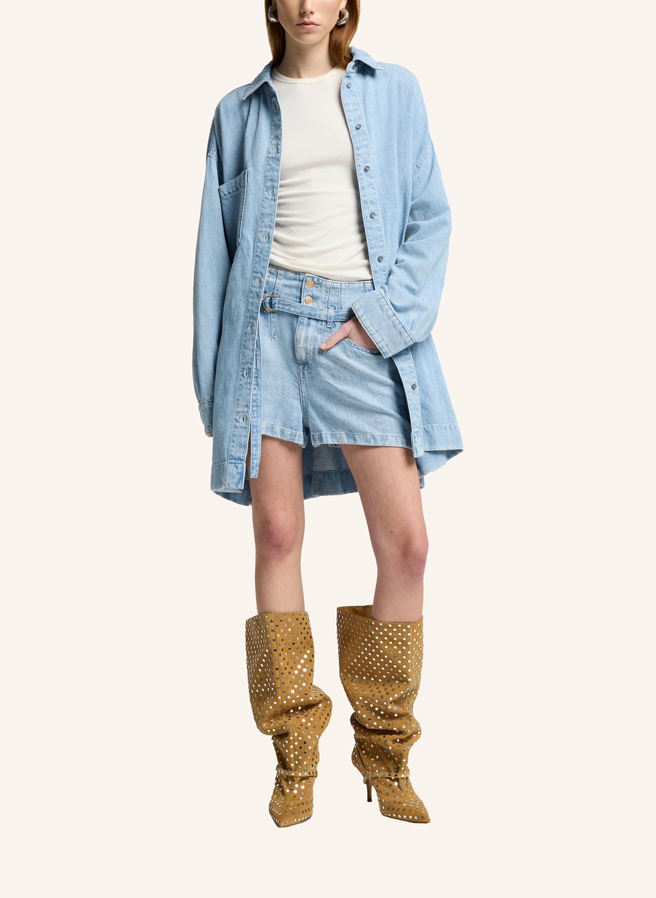 Thumbnail - 7 For All Mankind Belted Denim Shorts blau