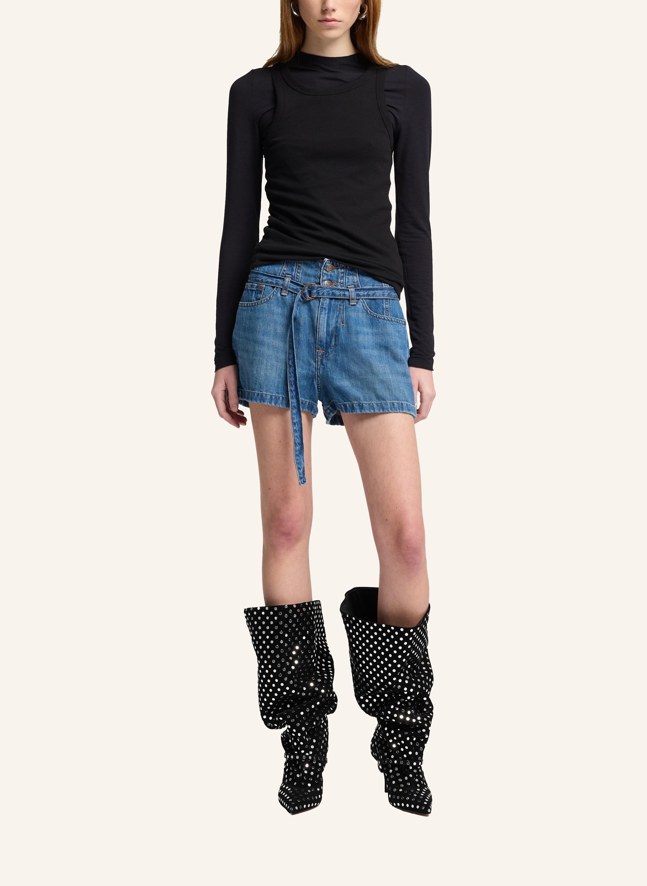 Thumbnail - 7 For All Mankind Belted Denim Shorts blau
