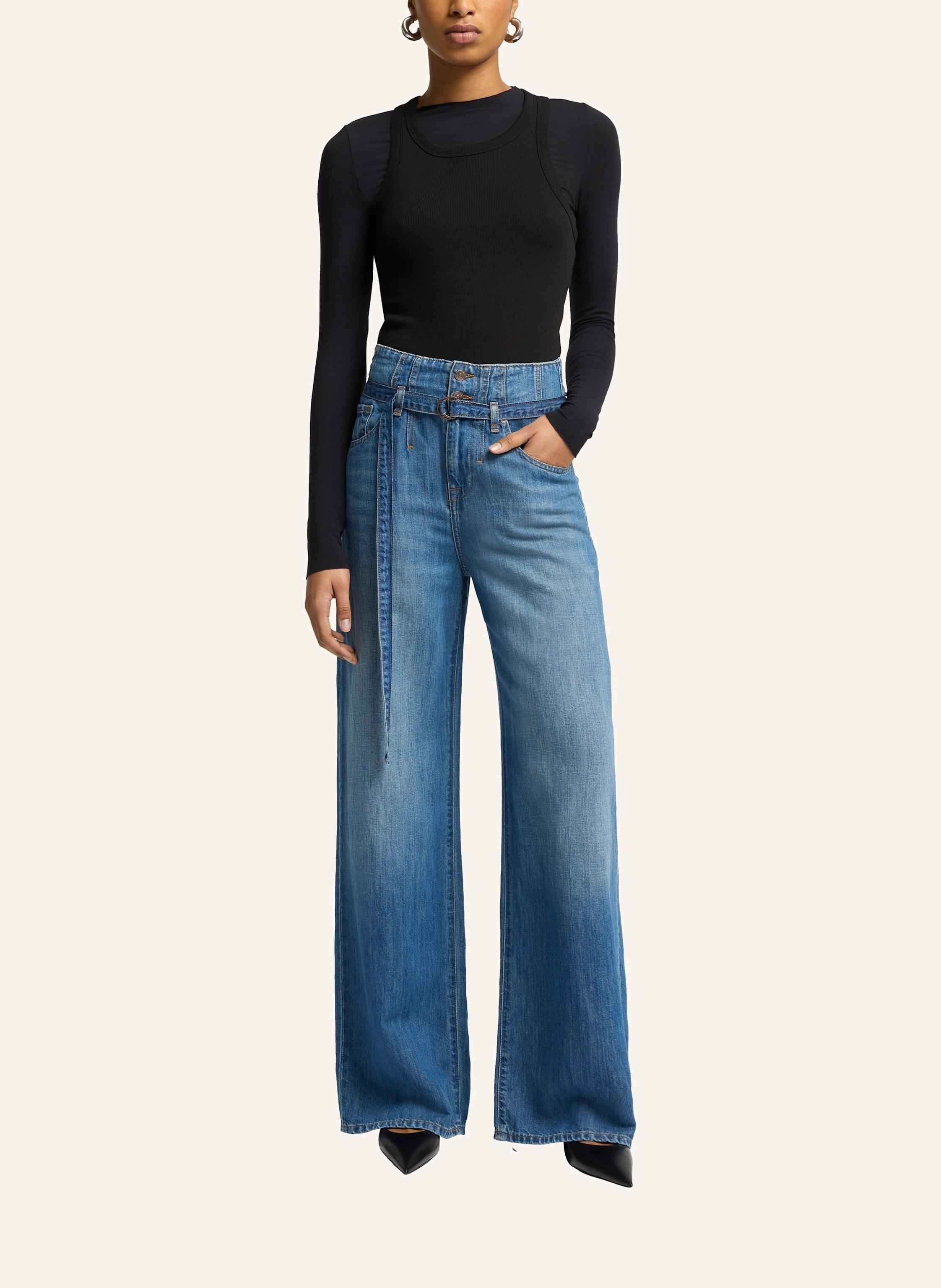Thumbnail - 7 For All Mankind Wide Leg Jeans Belted Wide Leg Mit Leinen blau