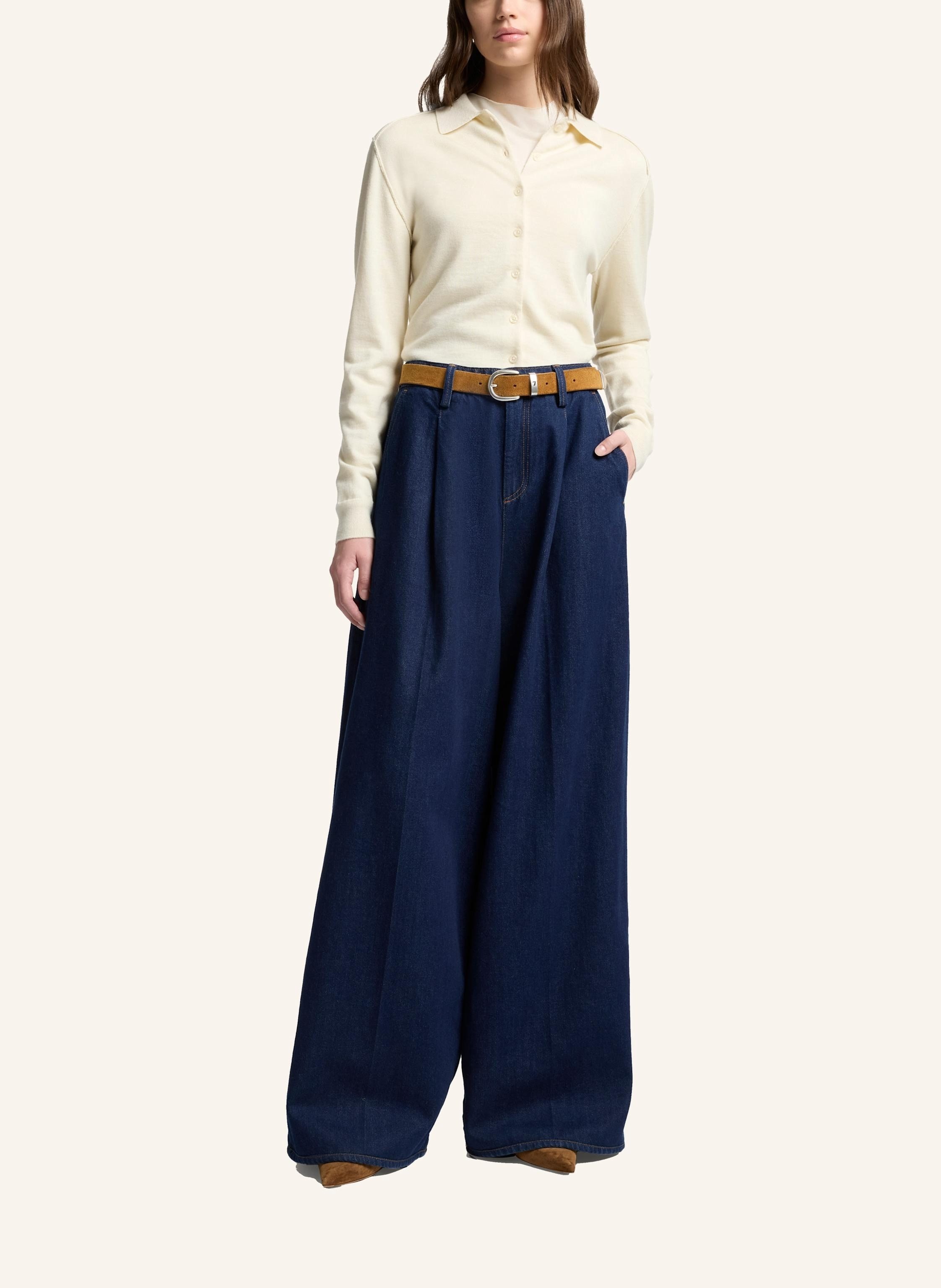 Thumbnail - 7 For All Mankind Chino Pants Pleated Wide Wide Leg Fit blau