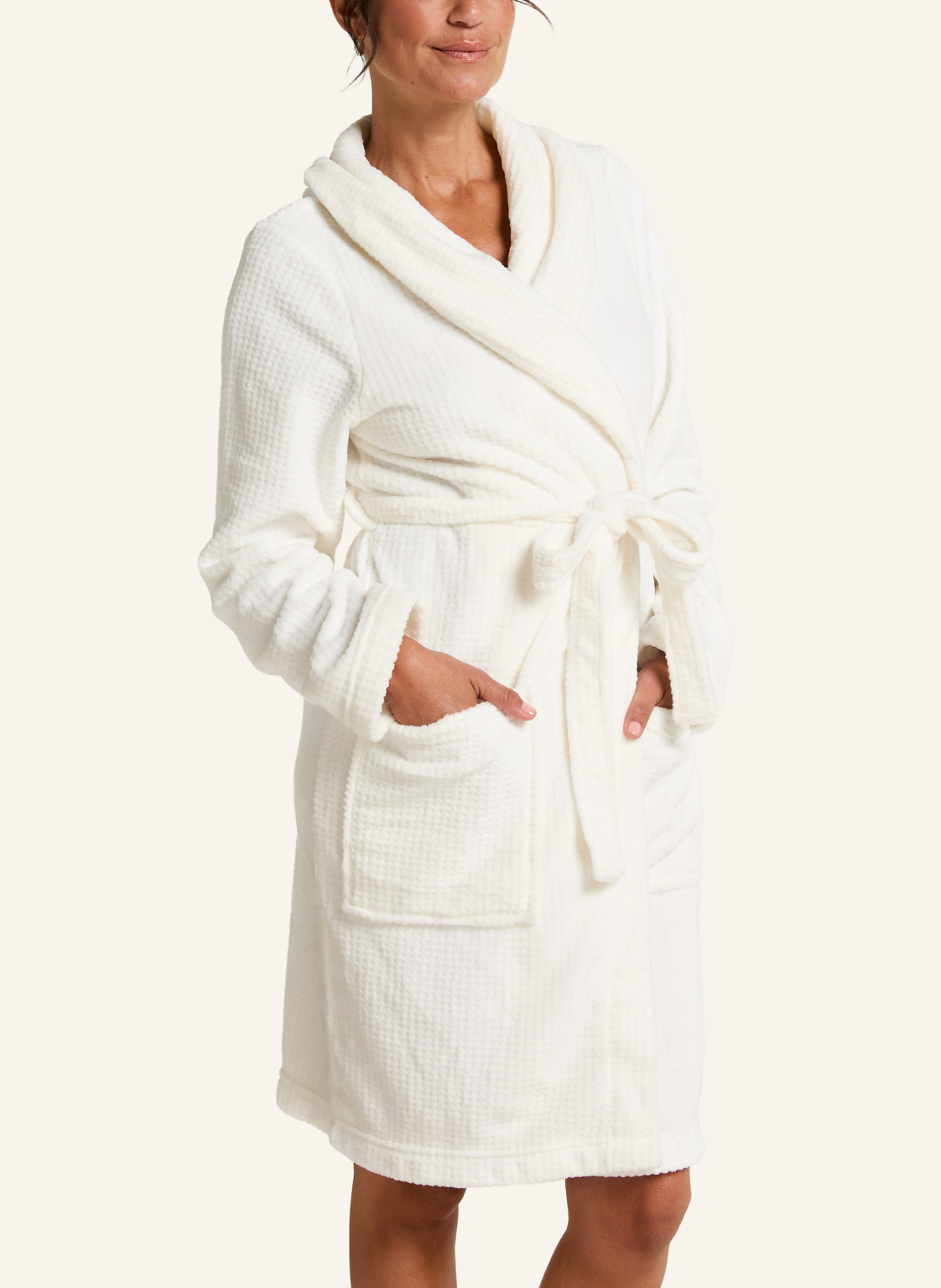 Thumbnail - Hunkemöller Bademantel Fleece weiss