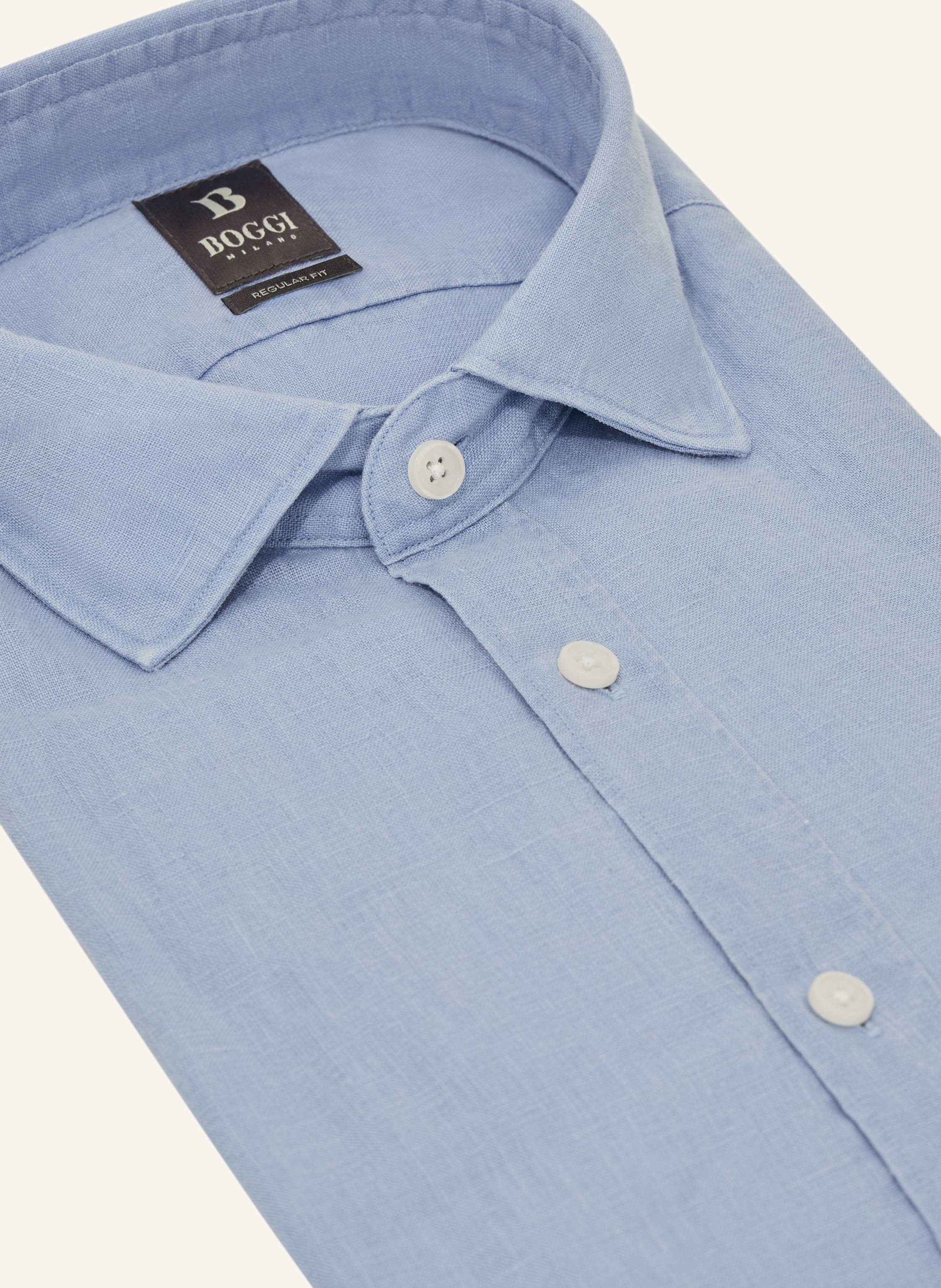 Thumbnail - Boggi Milano Leinenhemd Regular Fit blau