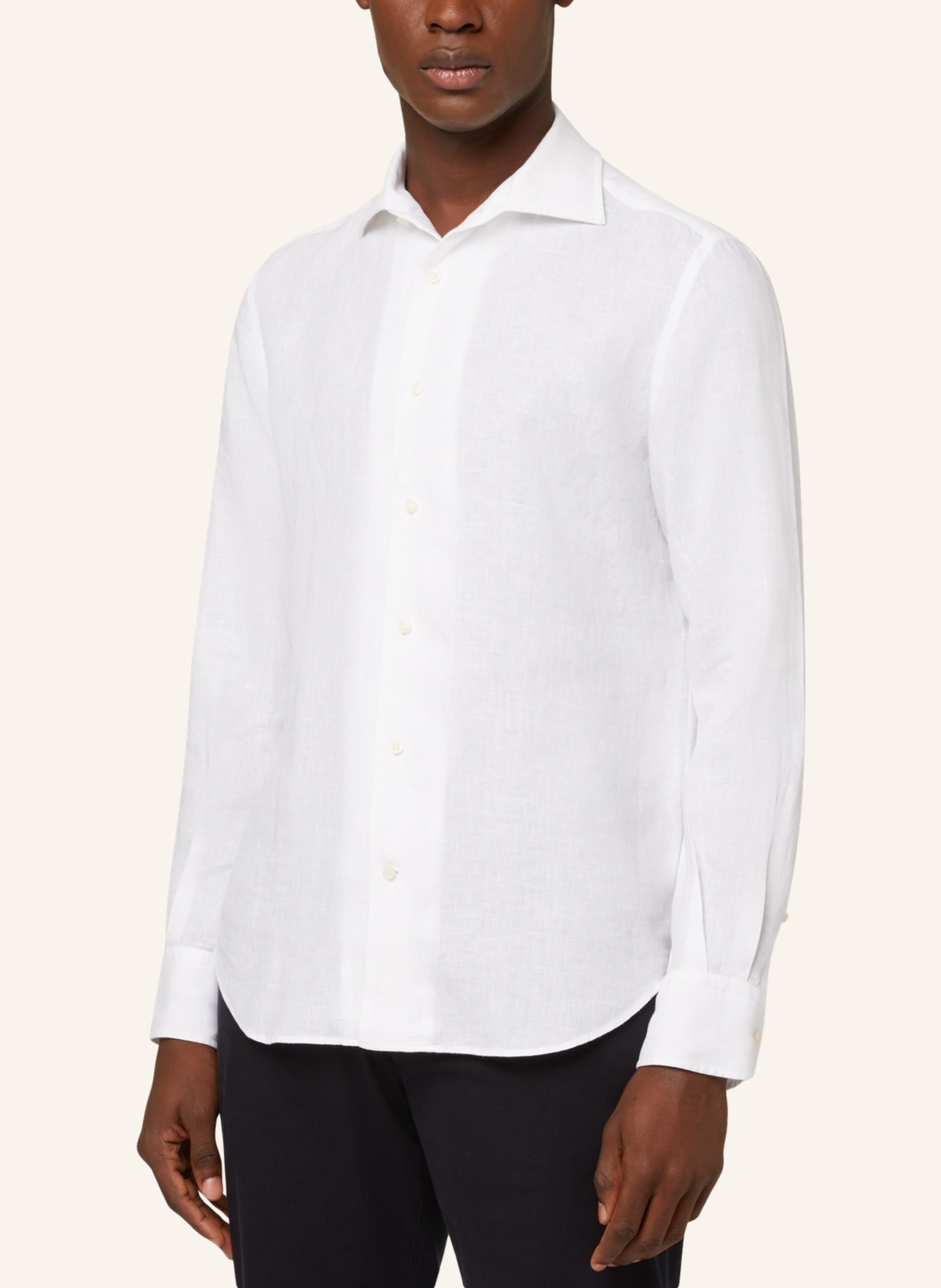Thumbnail - Boggi Milano Leinenhemd Regular Fit weiss