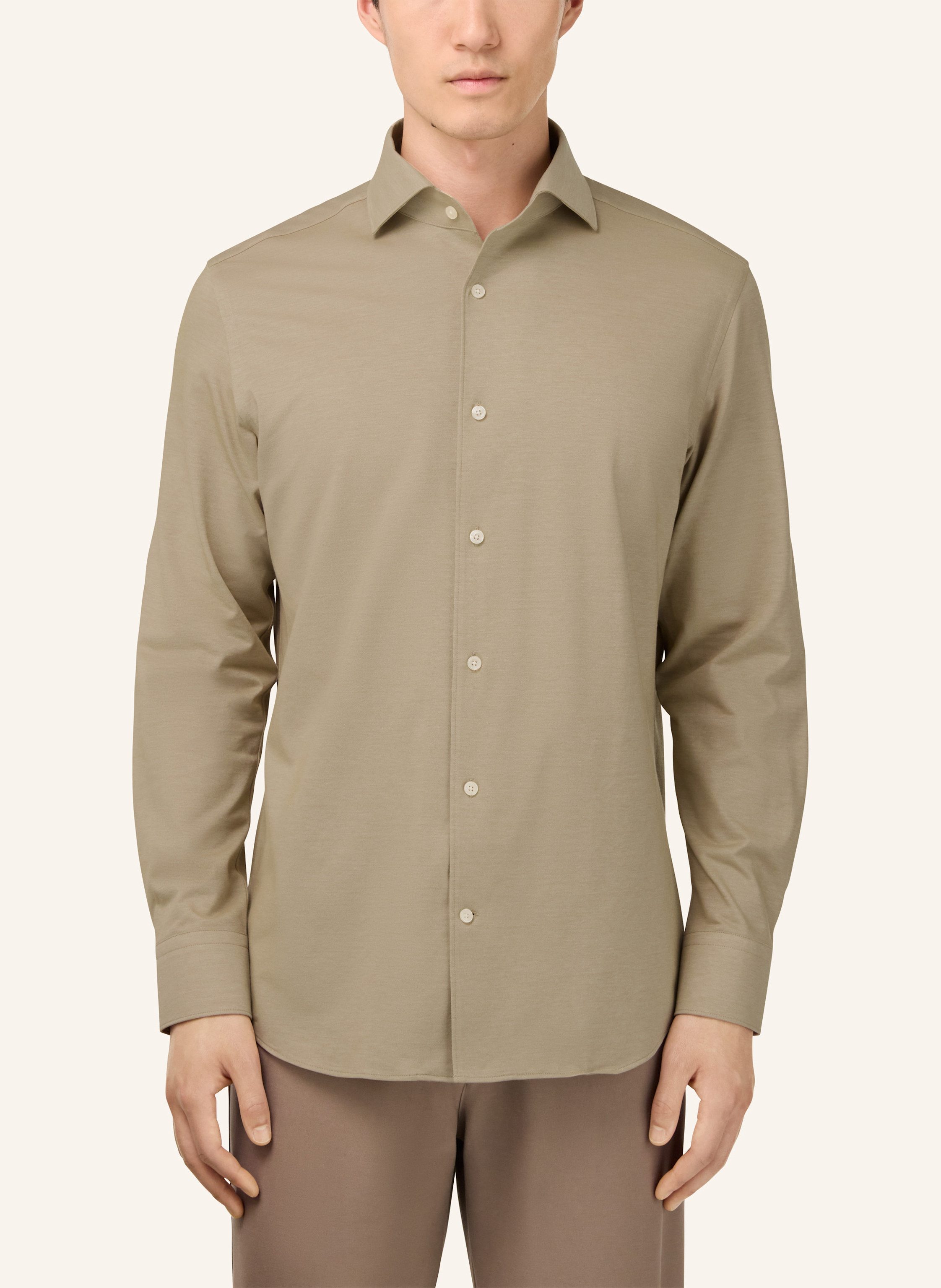 Thumbnail - Boggi Milano Jerseyhemd Regular Fit beige