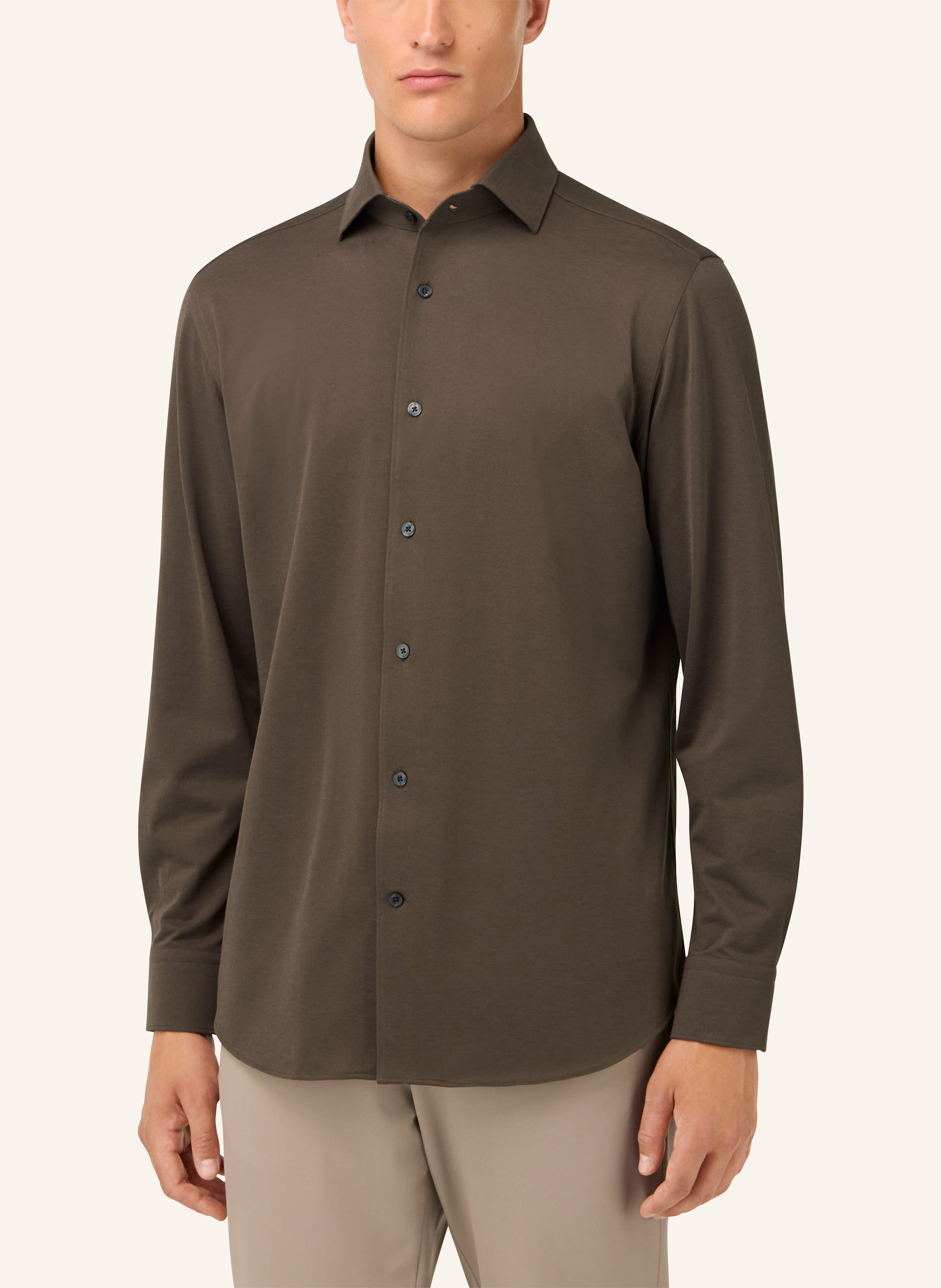 Thumbnail - Boggi Milano Jerseyhemd Regular Fit braun