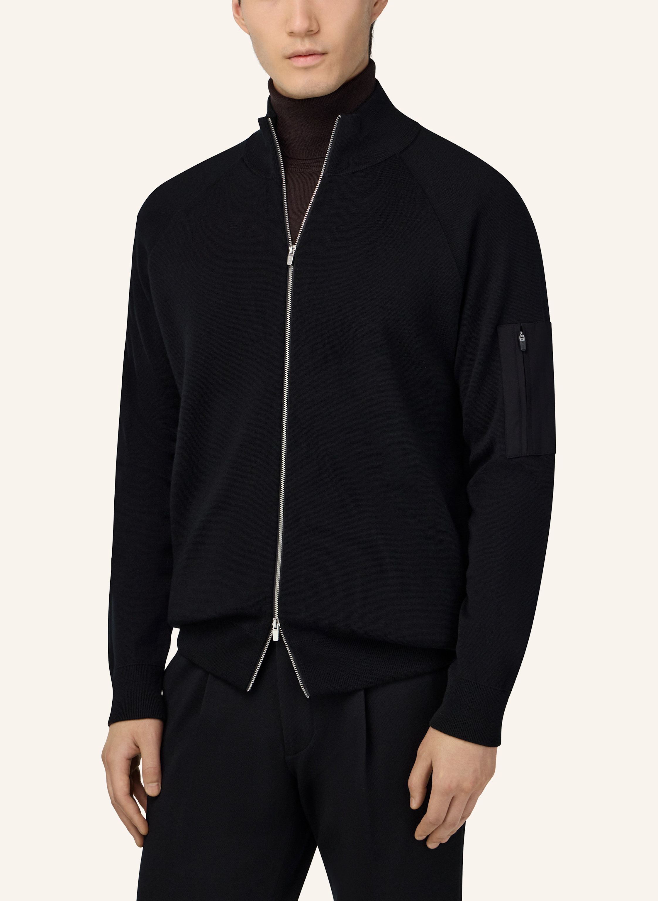 Thumbnail - Boggi Milano Tech Bomber Jacket In Merino Wool schwarz