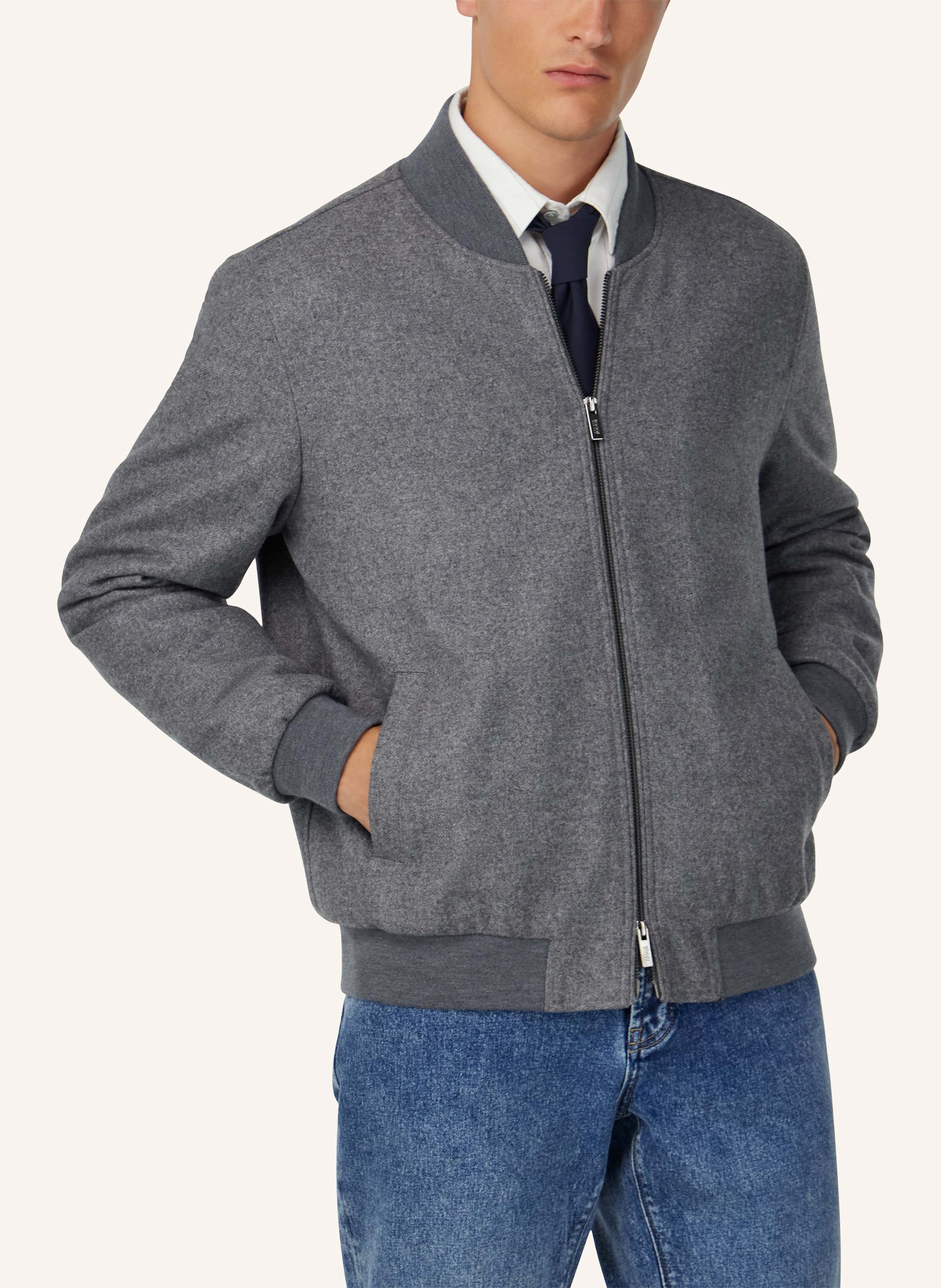 Thumbnail - Boggi Milano Wool Bomber Jacket grau