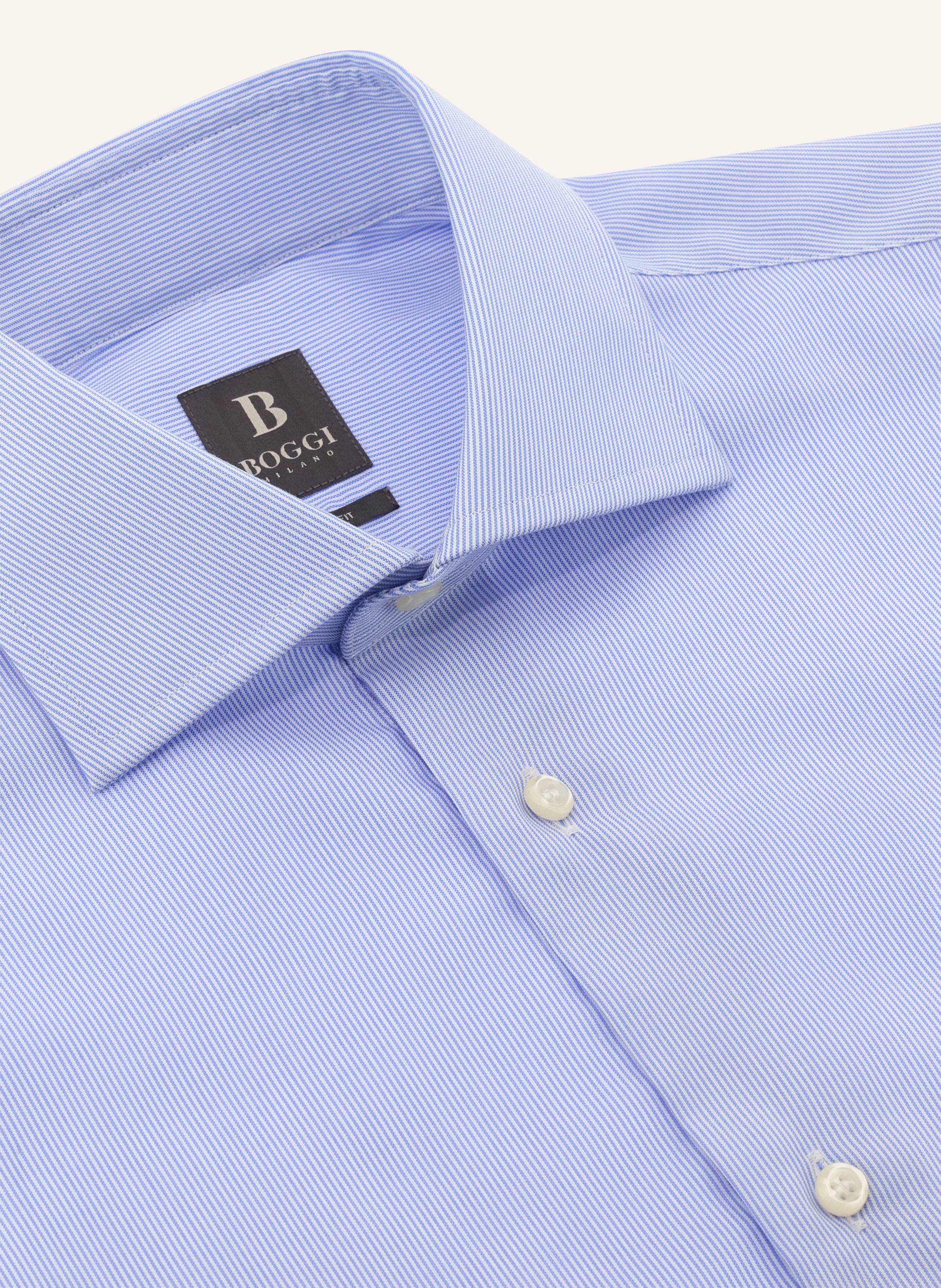 Thumbnail - Boggi Milano Slim Fit Striped Cotton Shirt blau