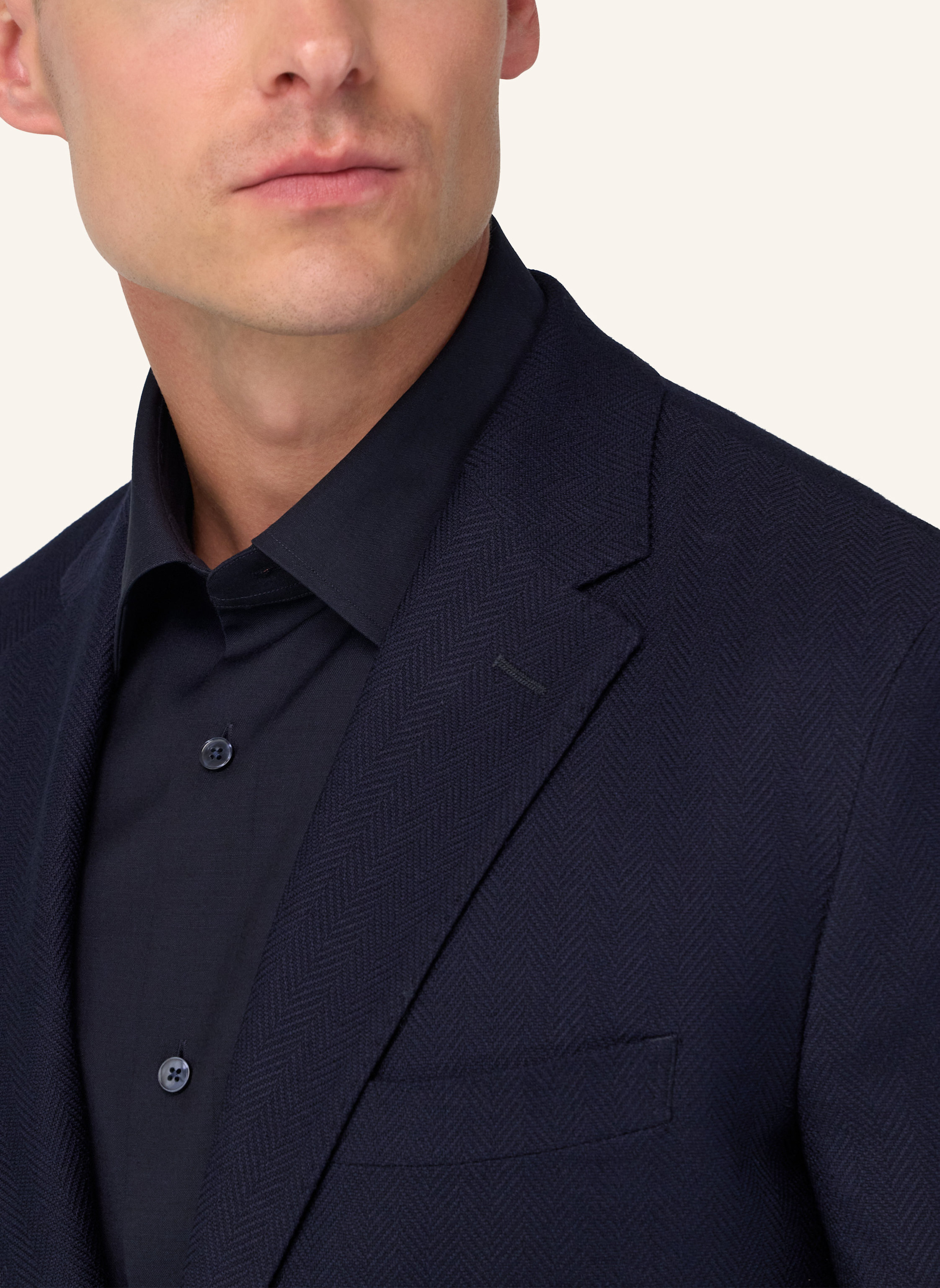 Thumbnail - Boggi Milano Herringbone Stretch Wool Jacket blau