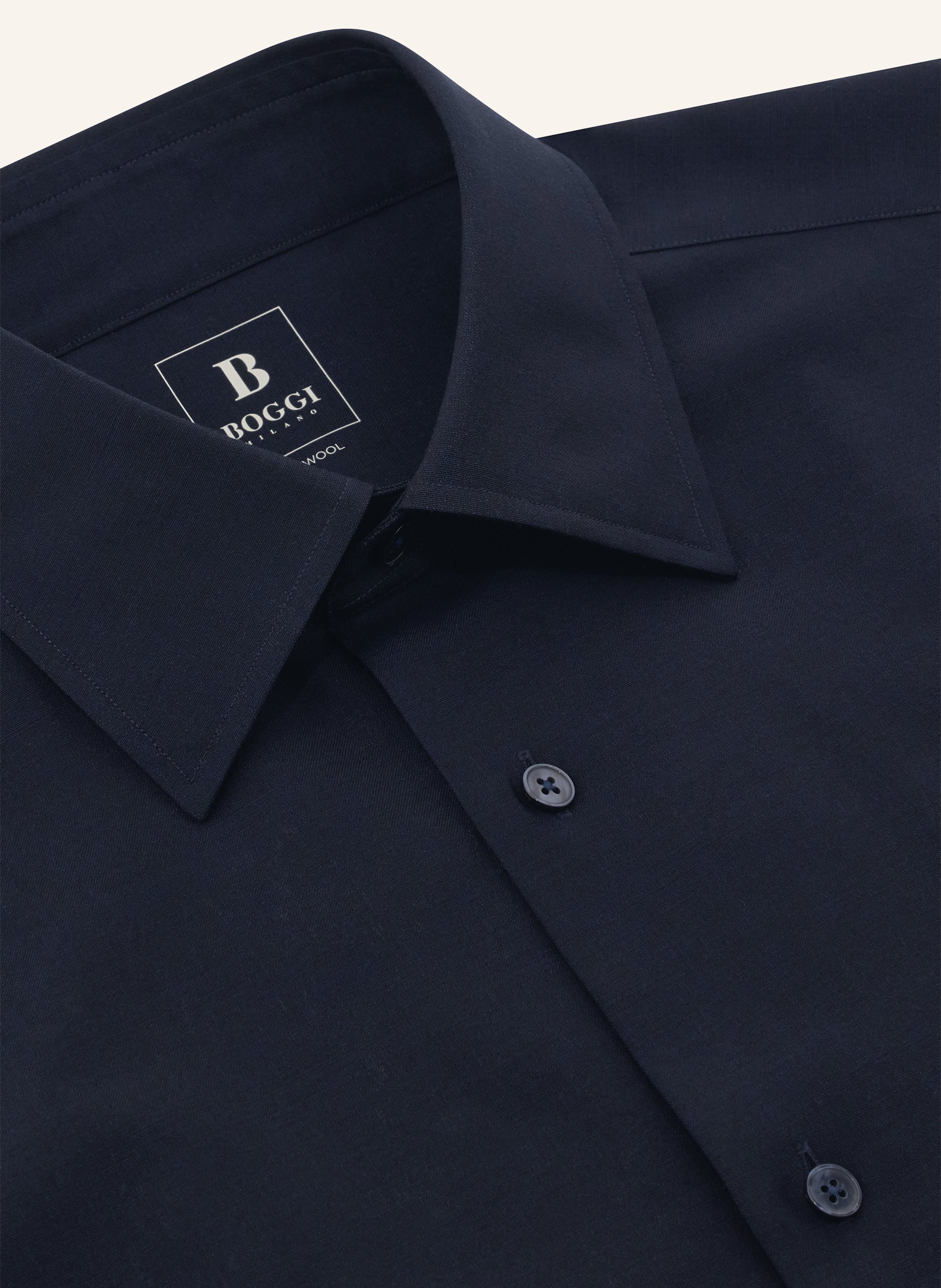 Thumbnail - Boggi Milano Regular Fit Wool Shirt blau