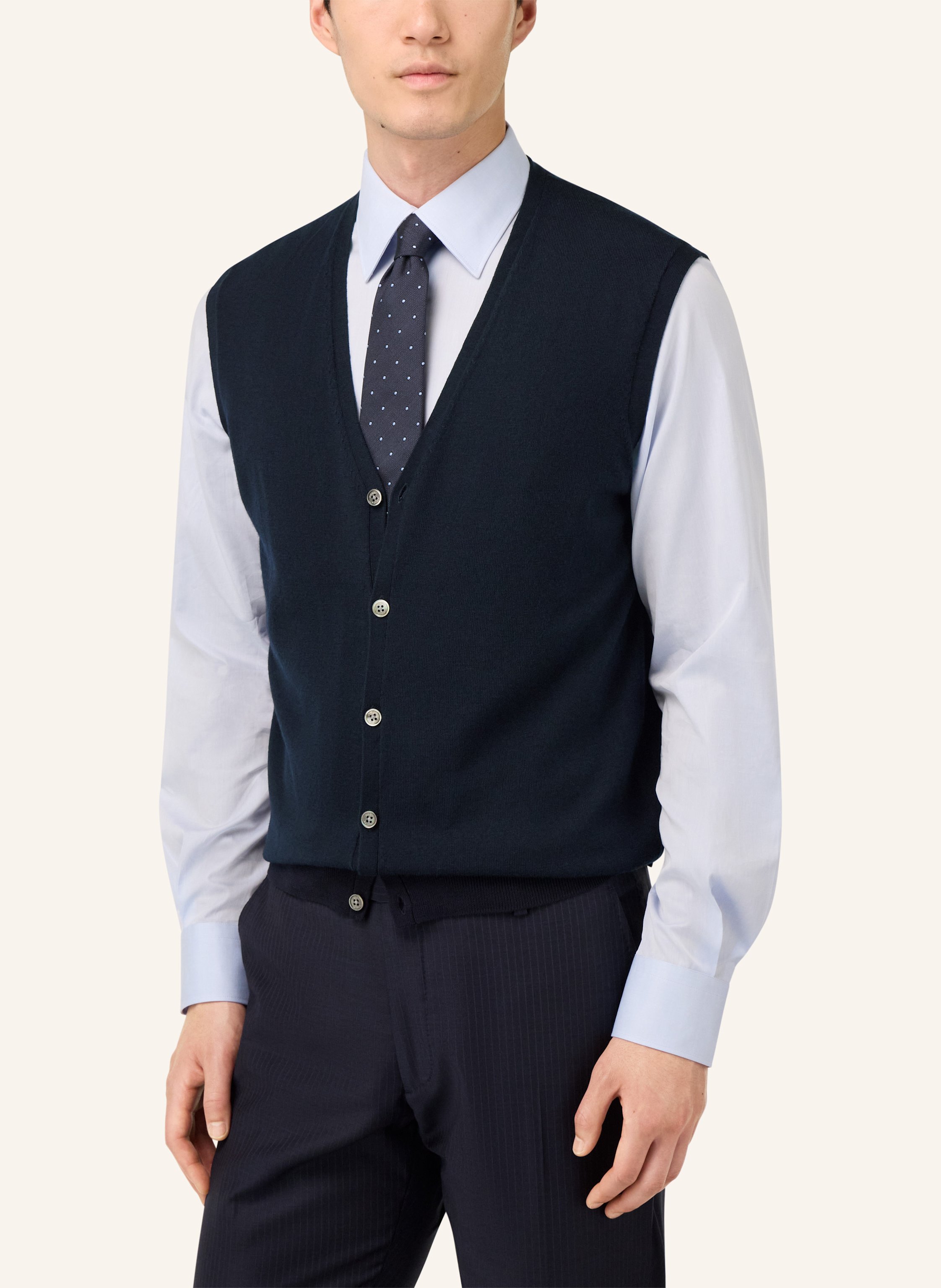 Thumbnail - Boggi Milano Knitted Merino Waistcoat blau
