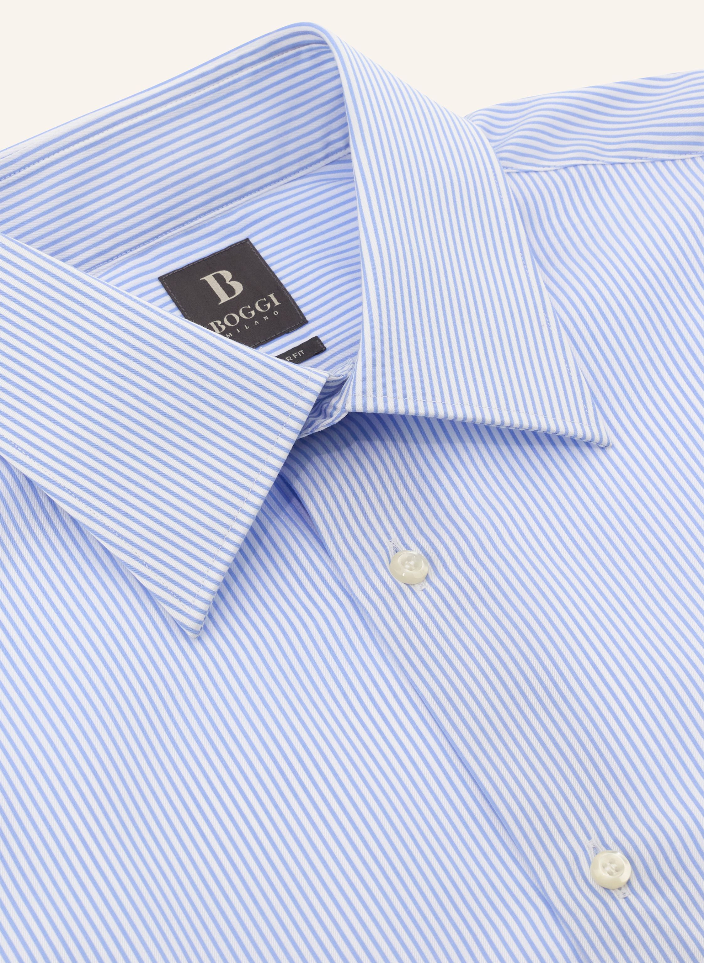 Thumbnail - Boggi Milano Regular Fit Striped Cotton Shirt blau