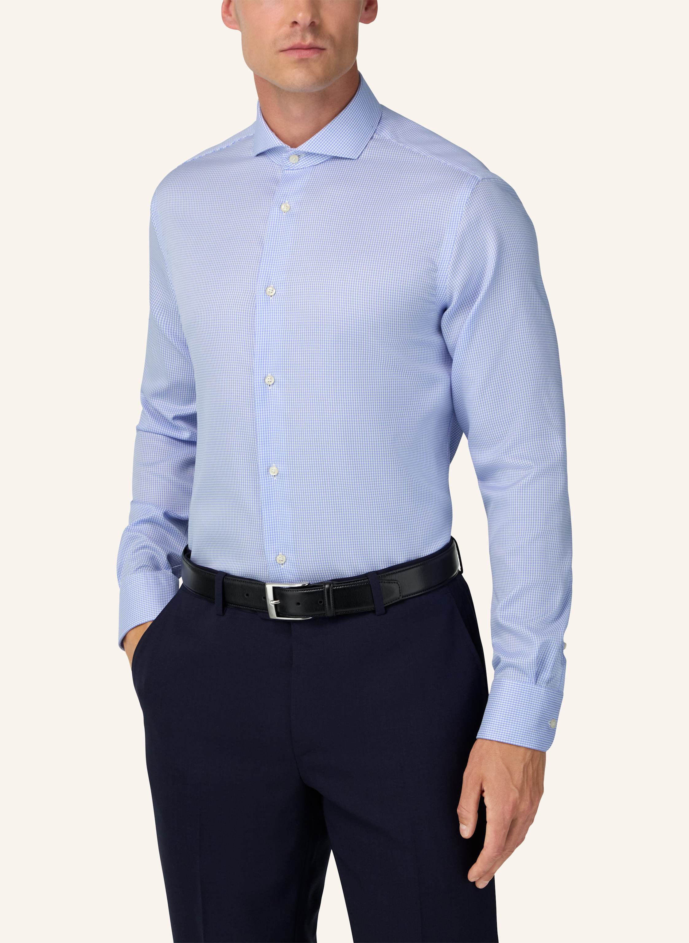Thumbnail - Boggi Milano Slim Fit Cotton Dobby Shirt blau