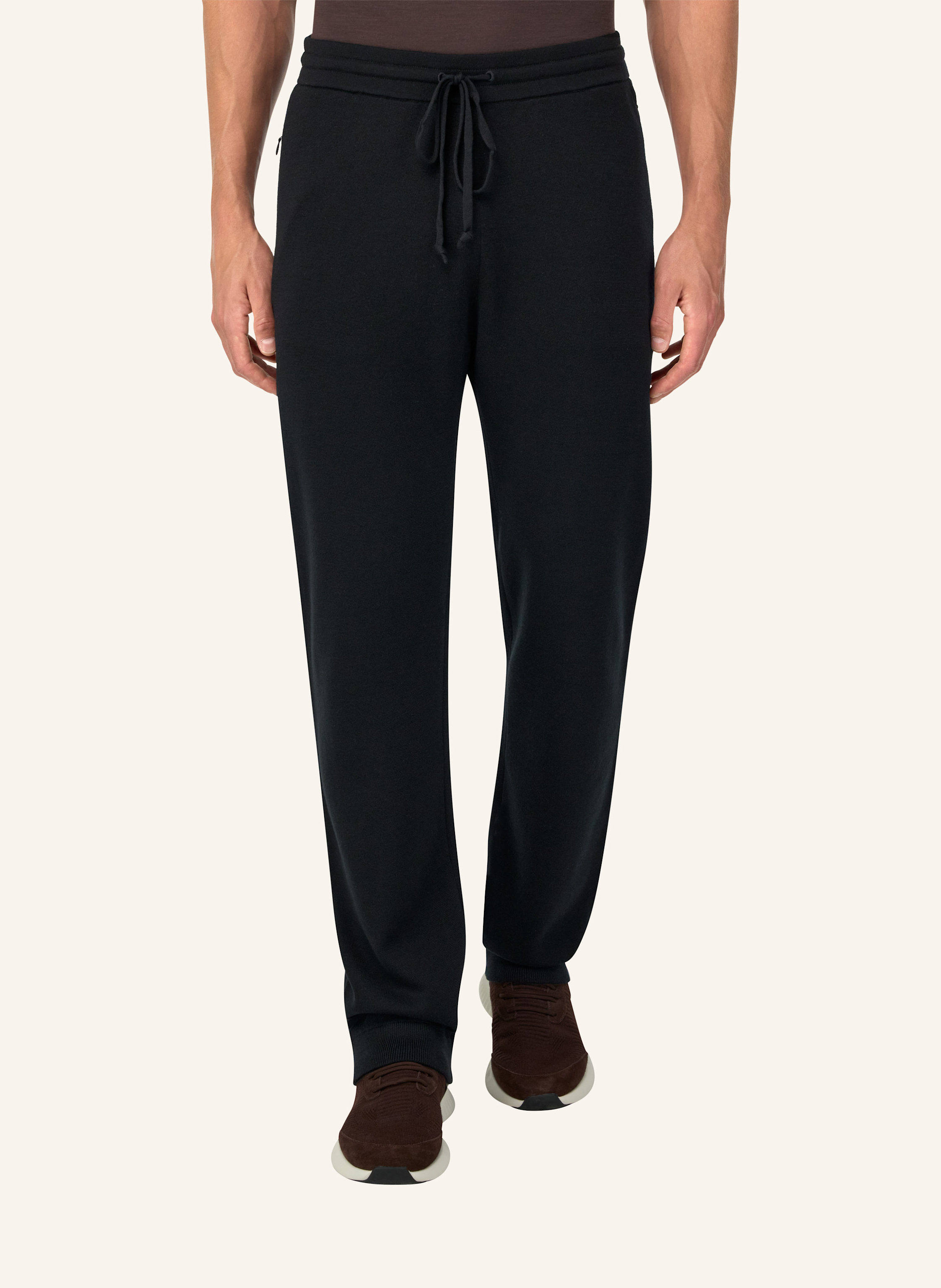 Thumbnail - Boggi Milano Knitted Trousers In Superfine Merino Wool schwarz