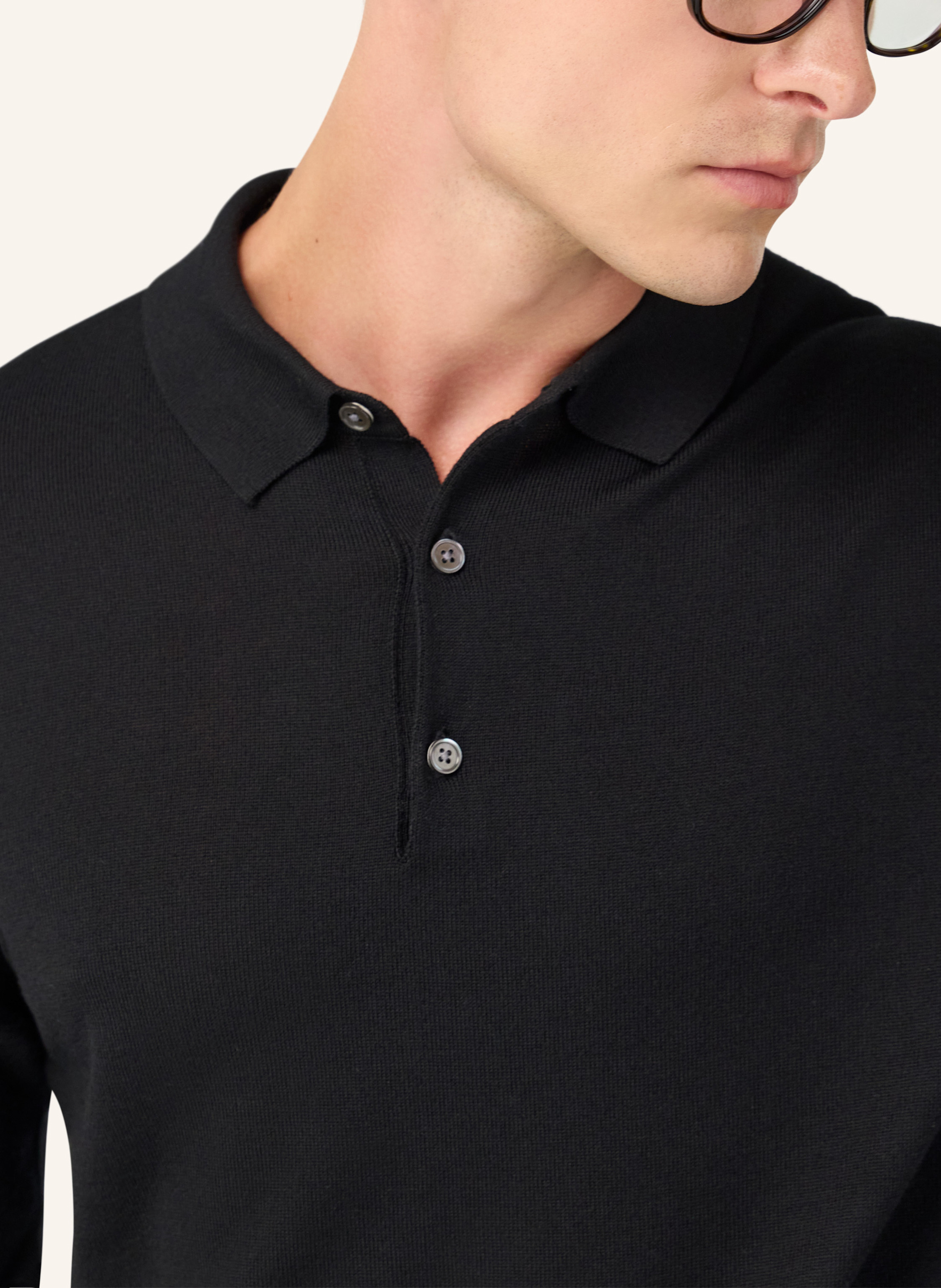 Thumbnail - Boggi Milano Knitted Merino Polo Shirt schwarz