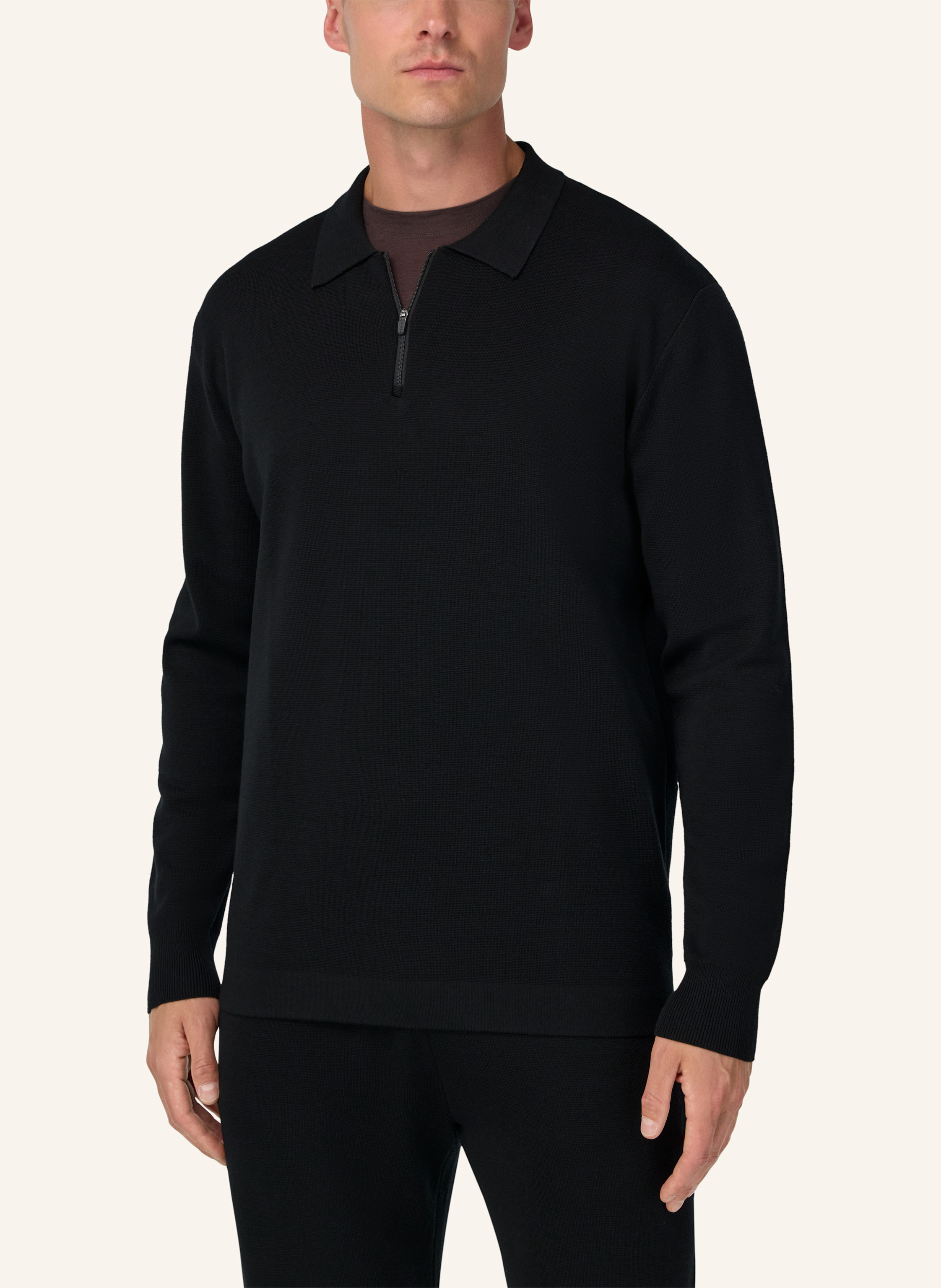 Thumbnail - Boggi Milano Knitted Polo Shirt In Superfine Merino Wool schwarz