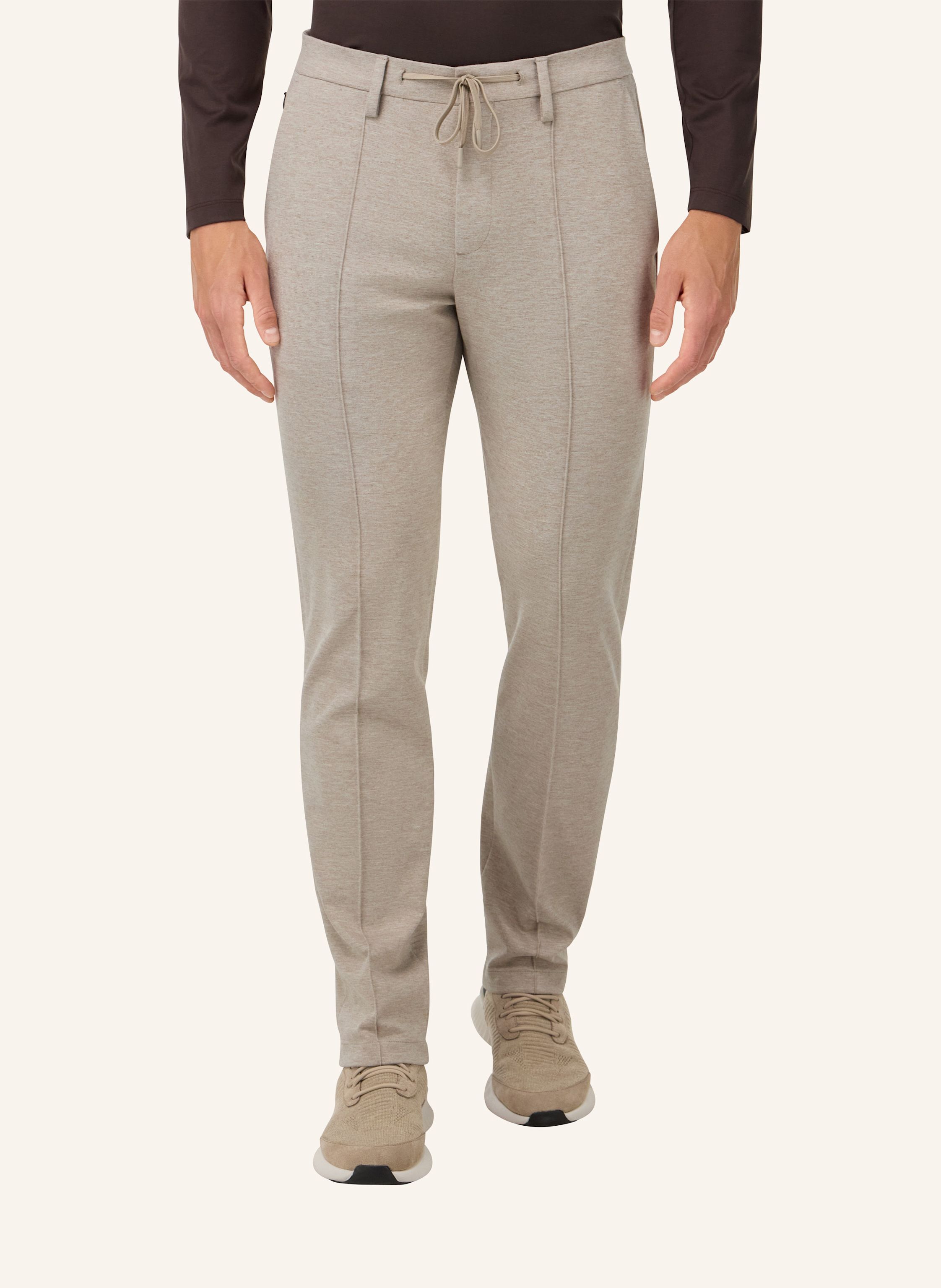 Thumbnail - Boggi Milano Viscose Blend Jersey Trousers braun