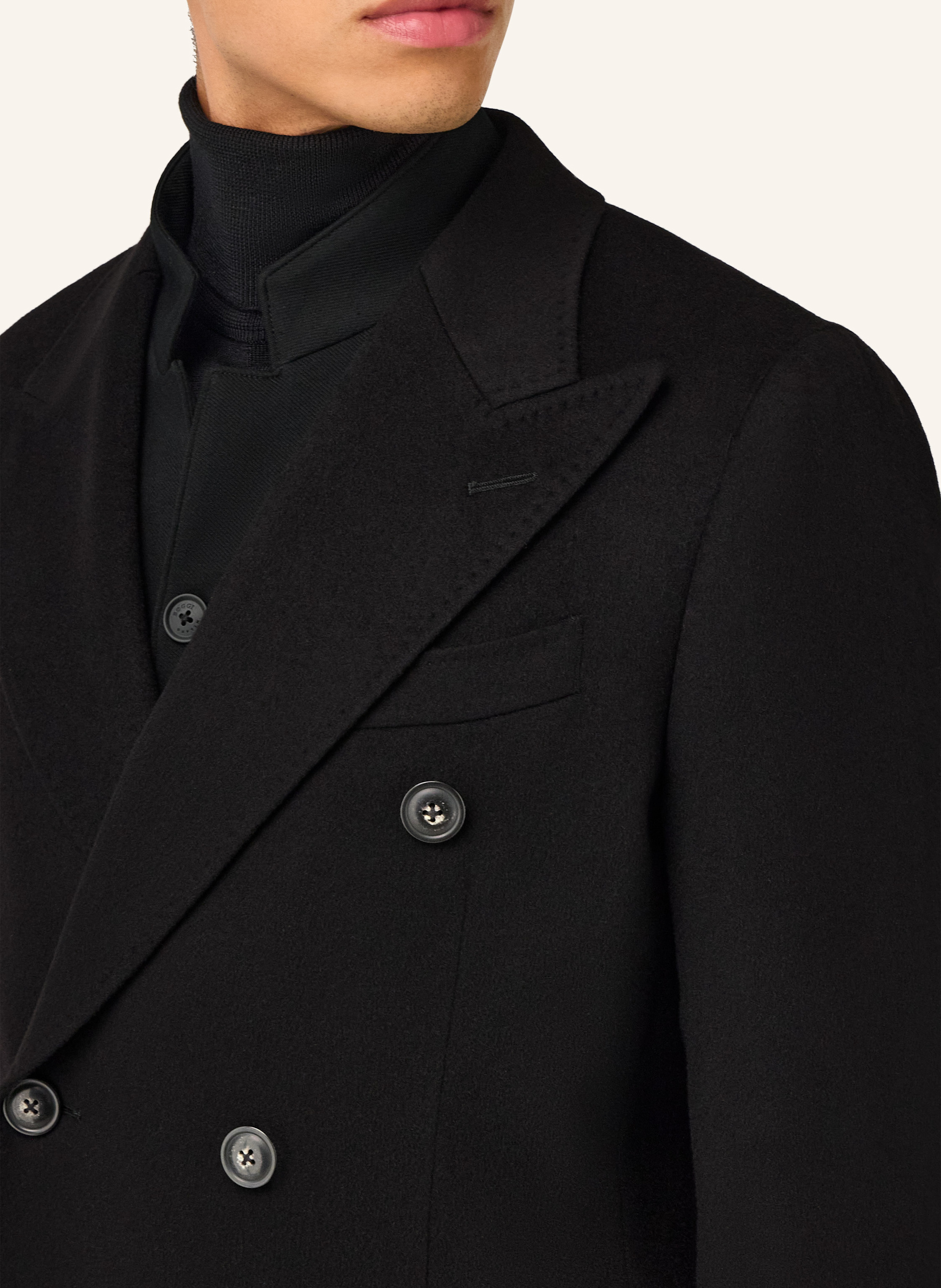 Thumbnail - Boggi Milano Double-Breasted Coat In Pure Cashmere. schwarz