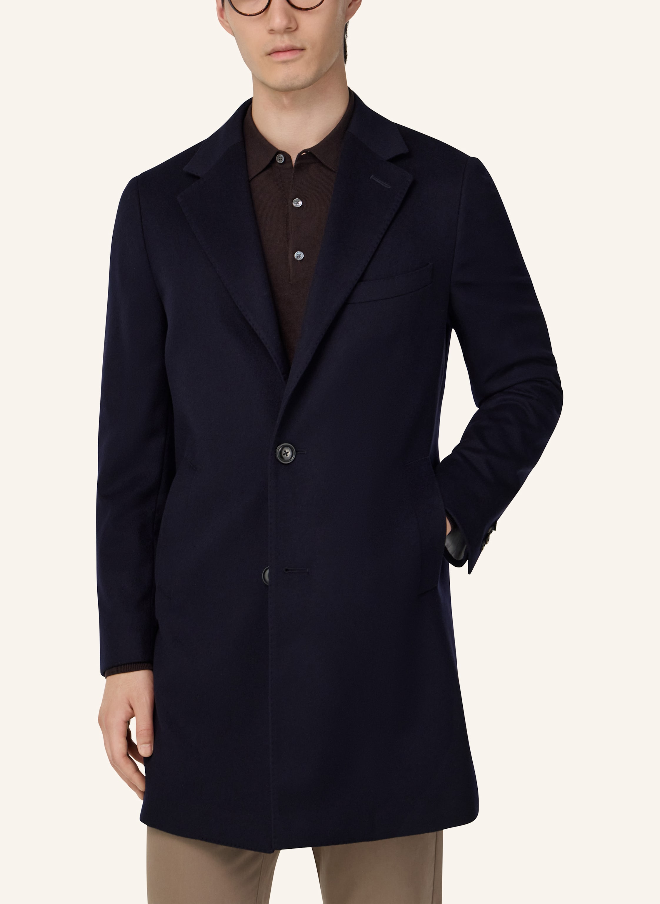 Thumbnail - Boggi Milano Single-Breasted Coat In Pure Cashmere. blau