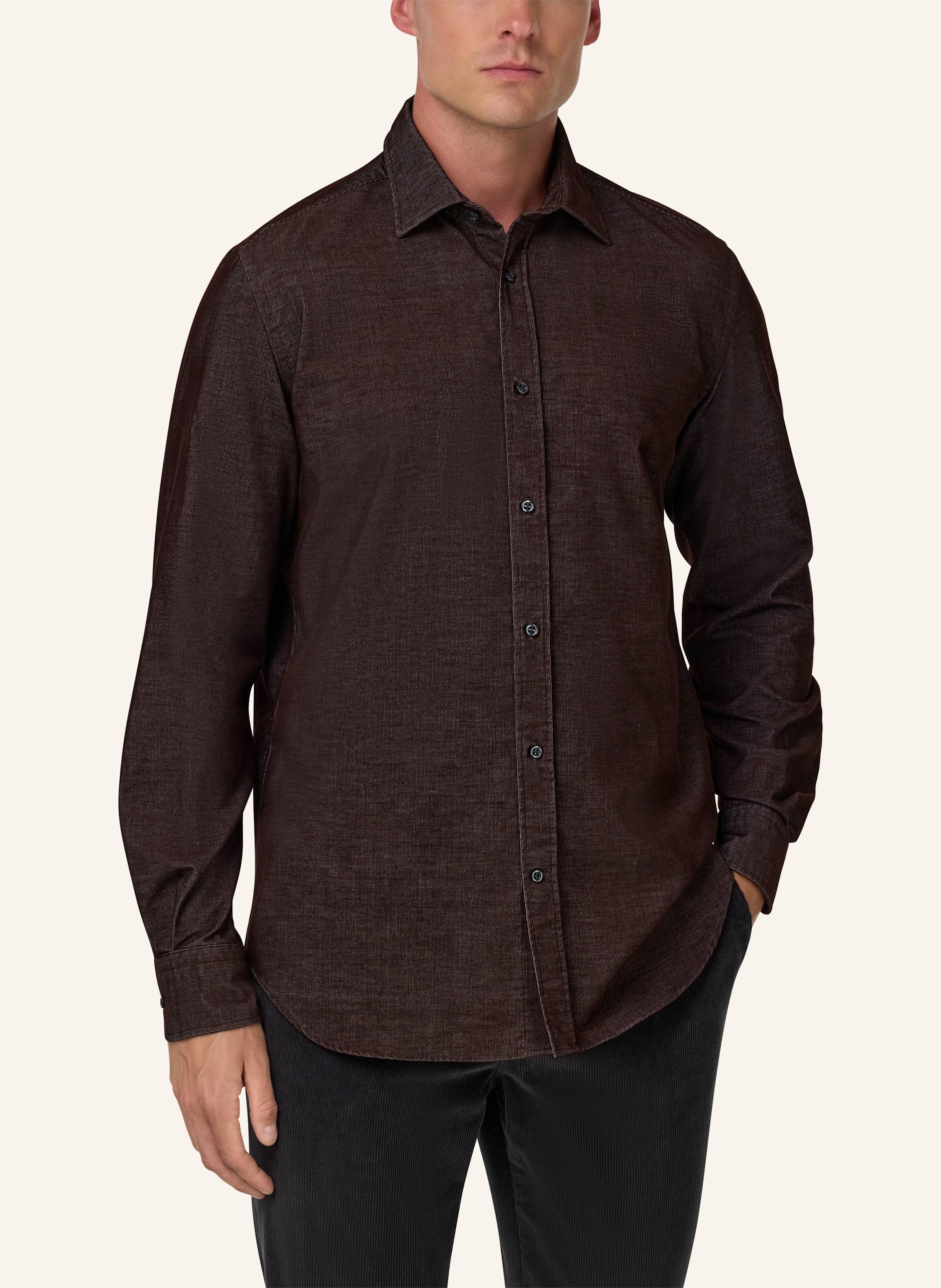 Thumbnail - Boggi Milano Cordhemd Regular Fit braun