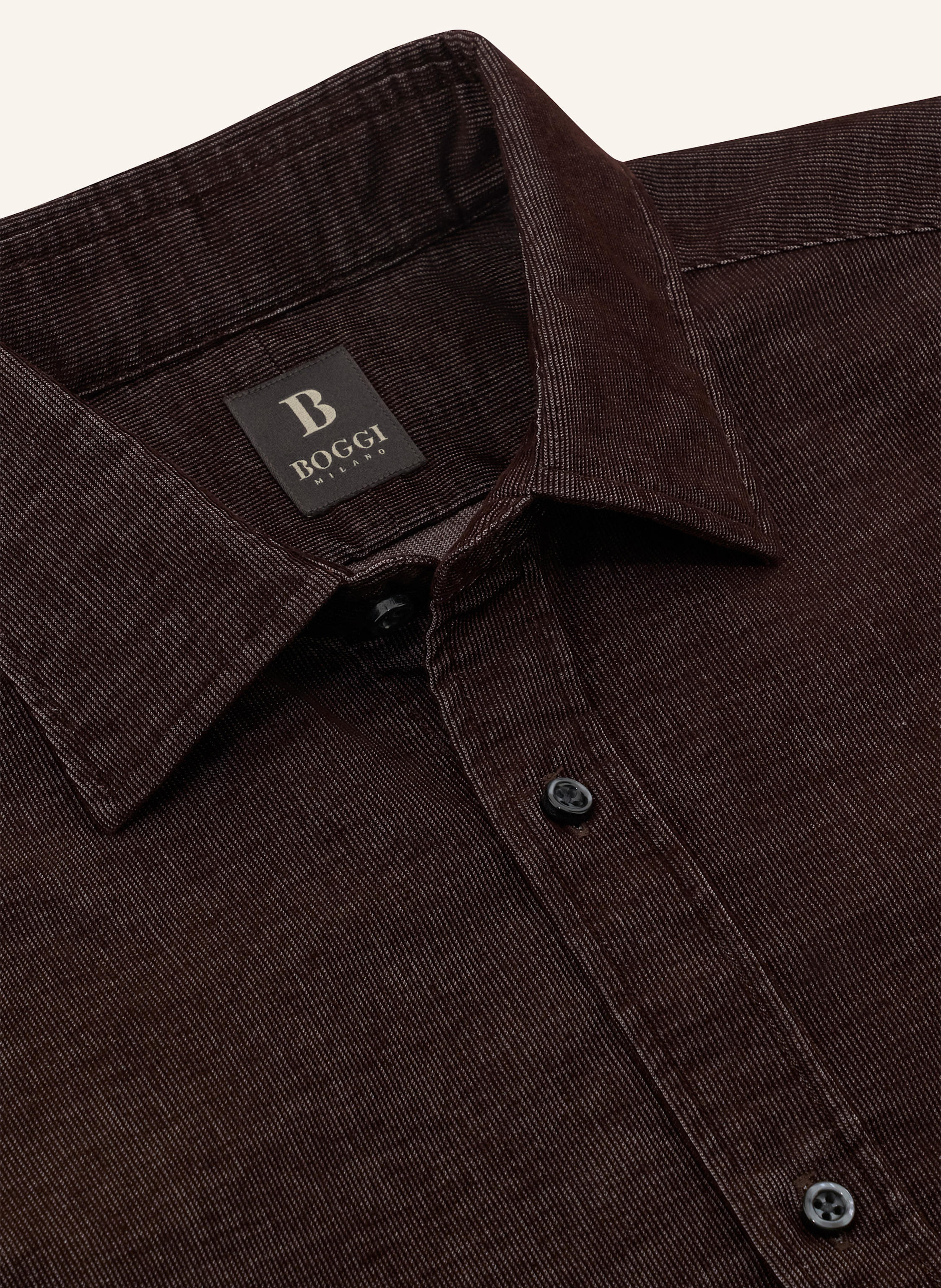 Thumbnail - Boggi Milano Cordhemd Regular Fit braun