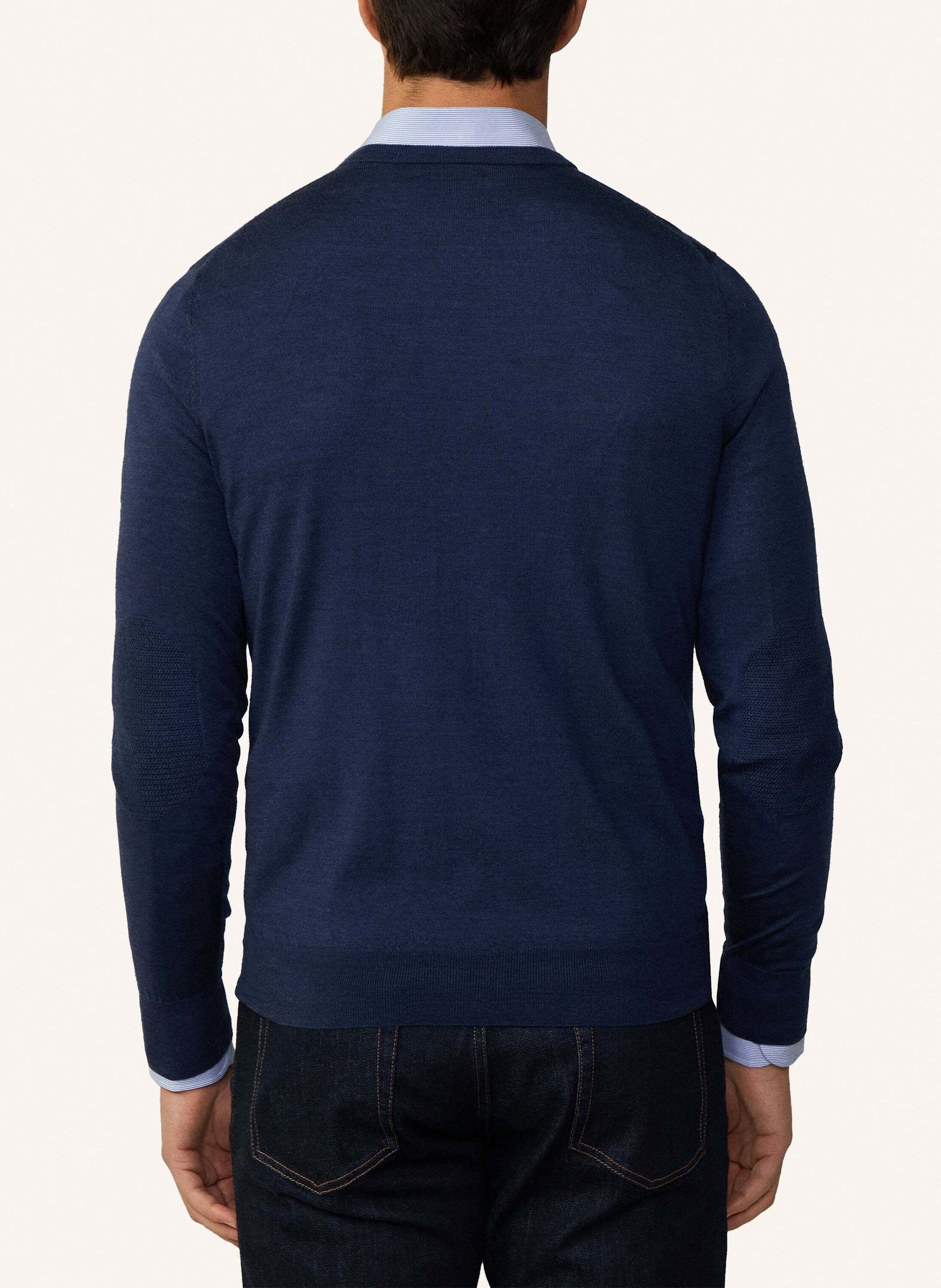 Thumbnail - Hackett London Pullover Gmd Merino Silk V Nck blau