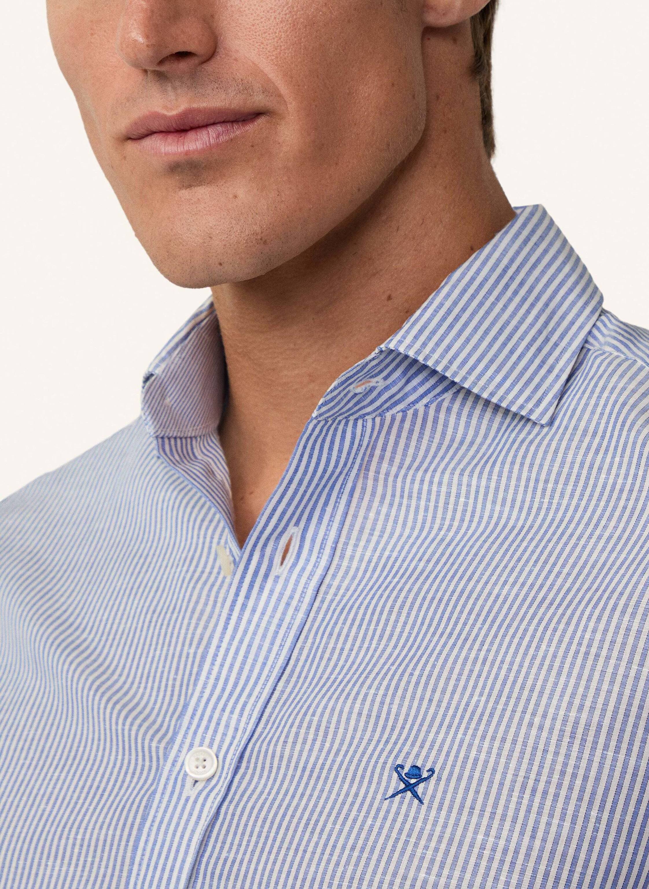 Thumbnail - Hackett London Freizeithemd Linen Bengel Stripe blau