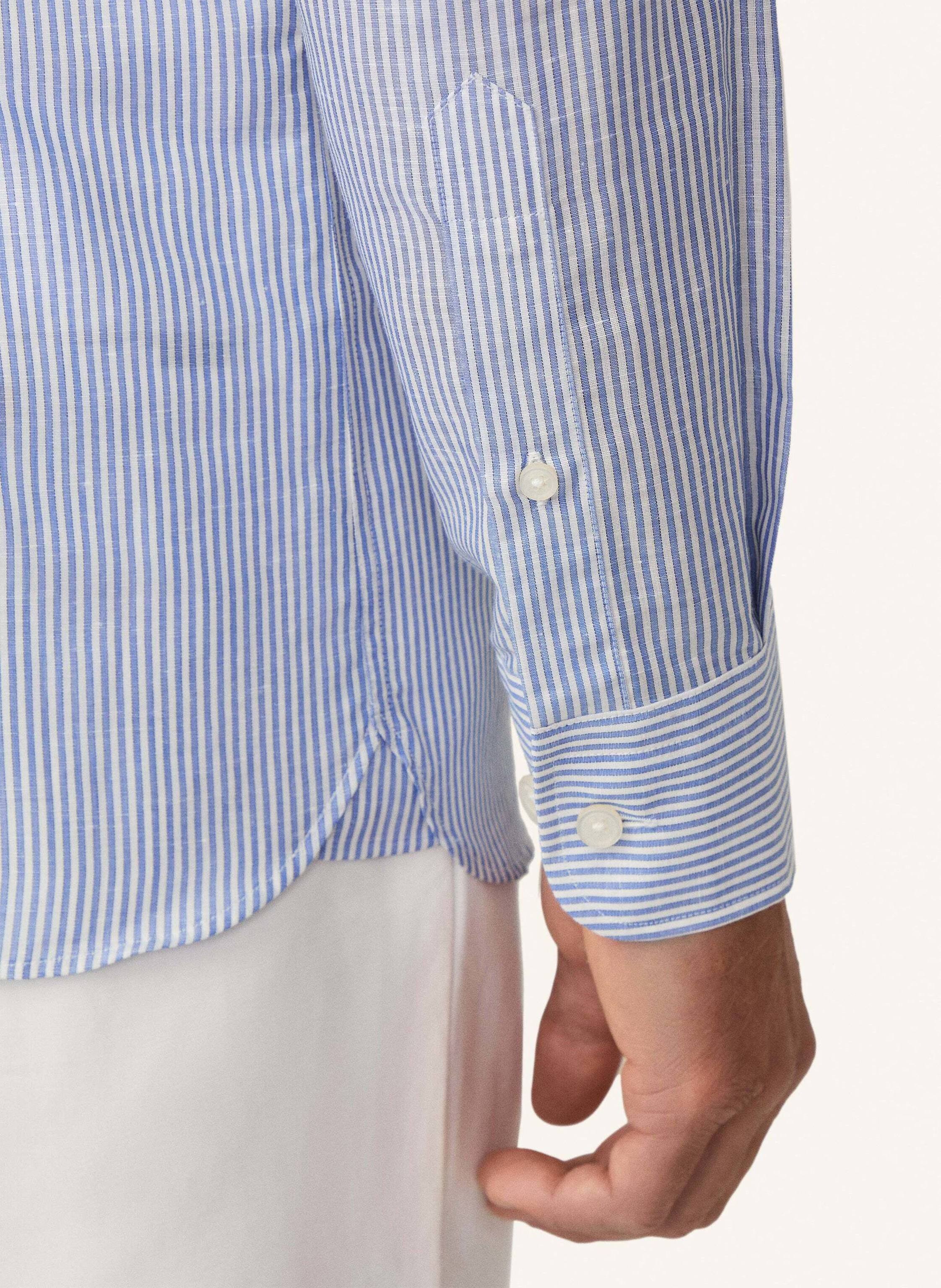 Thumbnail - Hackett London Freizeithemd Linen Bengel Stripe blau