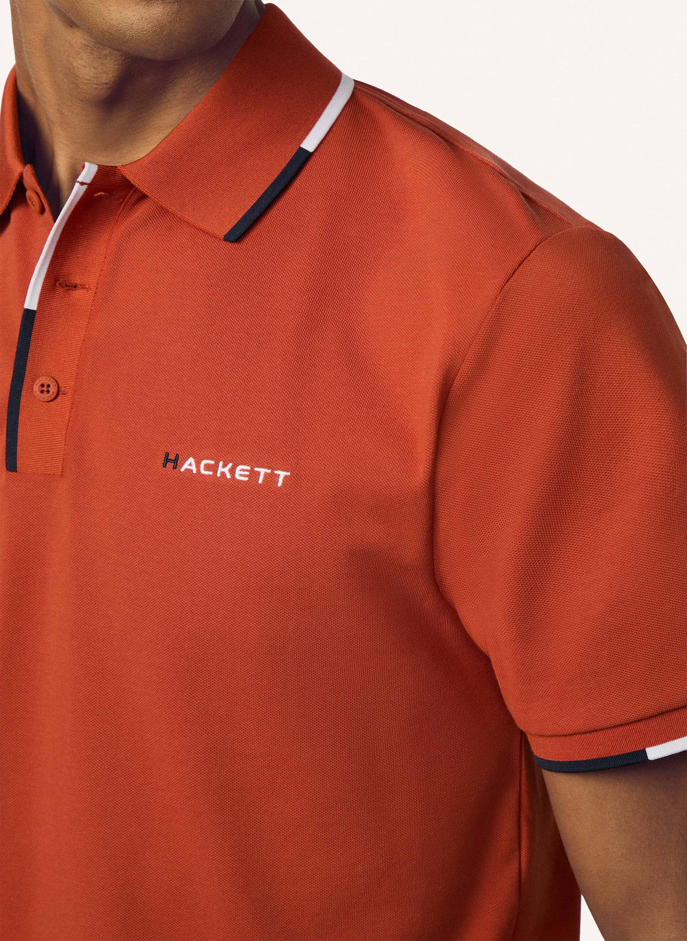 Thumbnail - Hackett London Poloshirt Hs Tipped Clr Placket orange