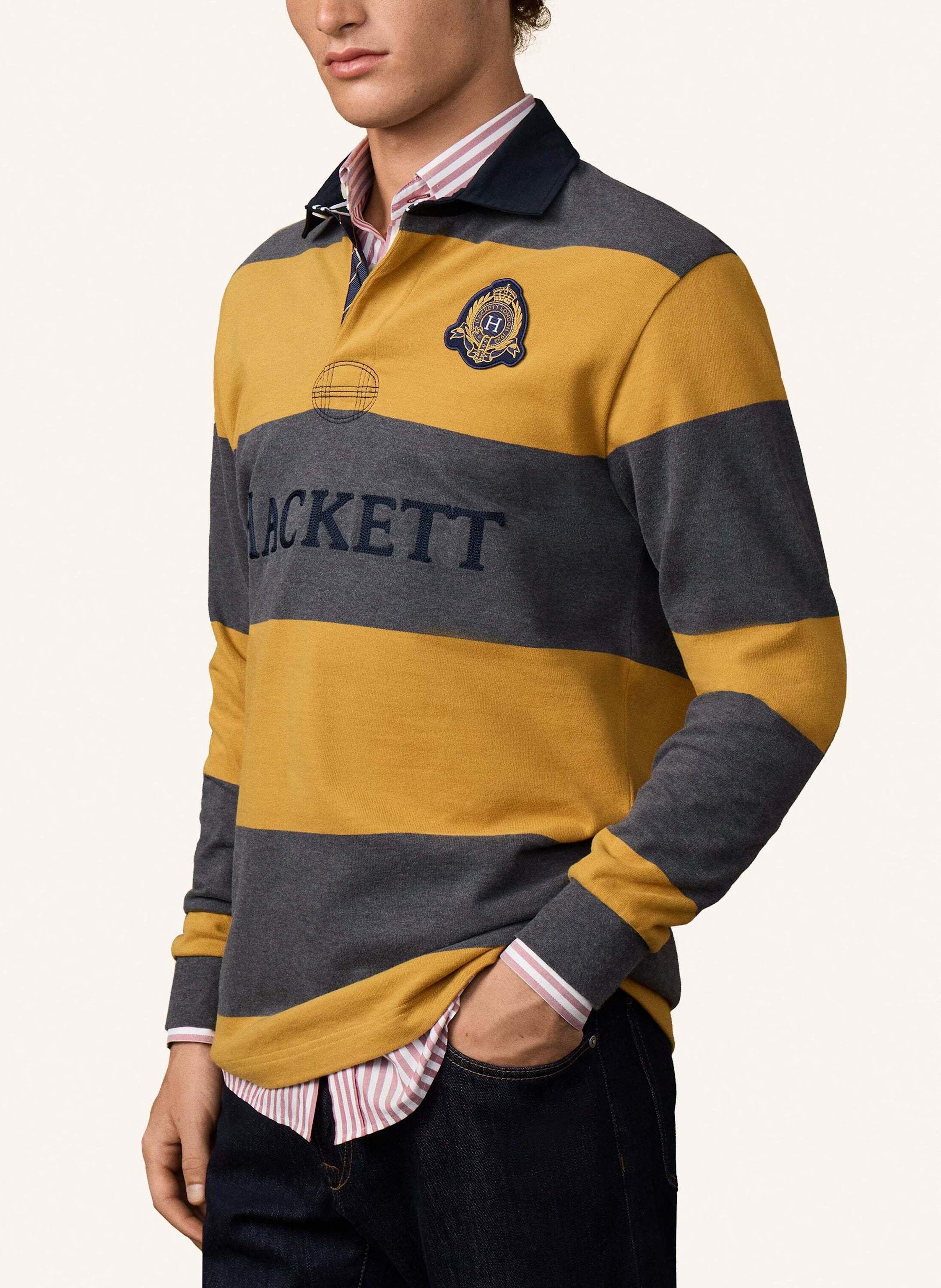 Thumbnail - Hackett London Poloshirt Heritage Crest Stripe gelb