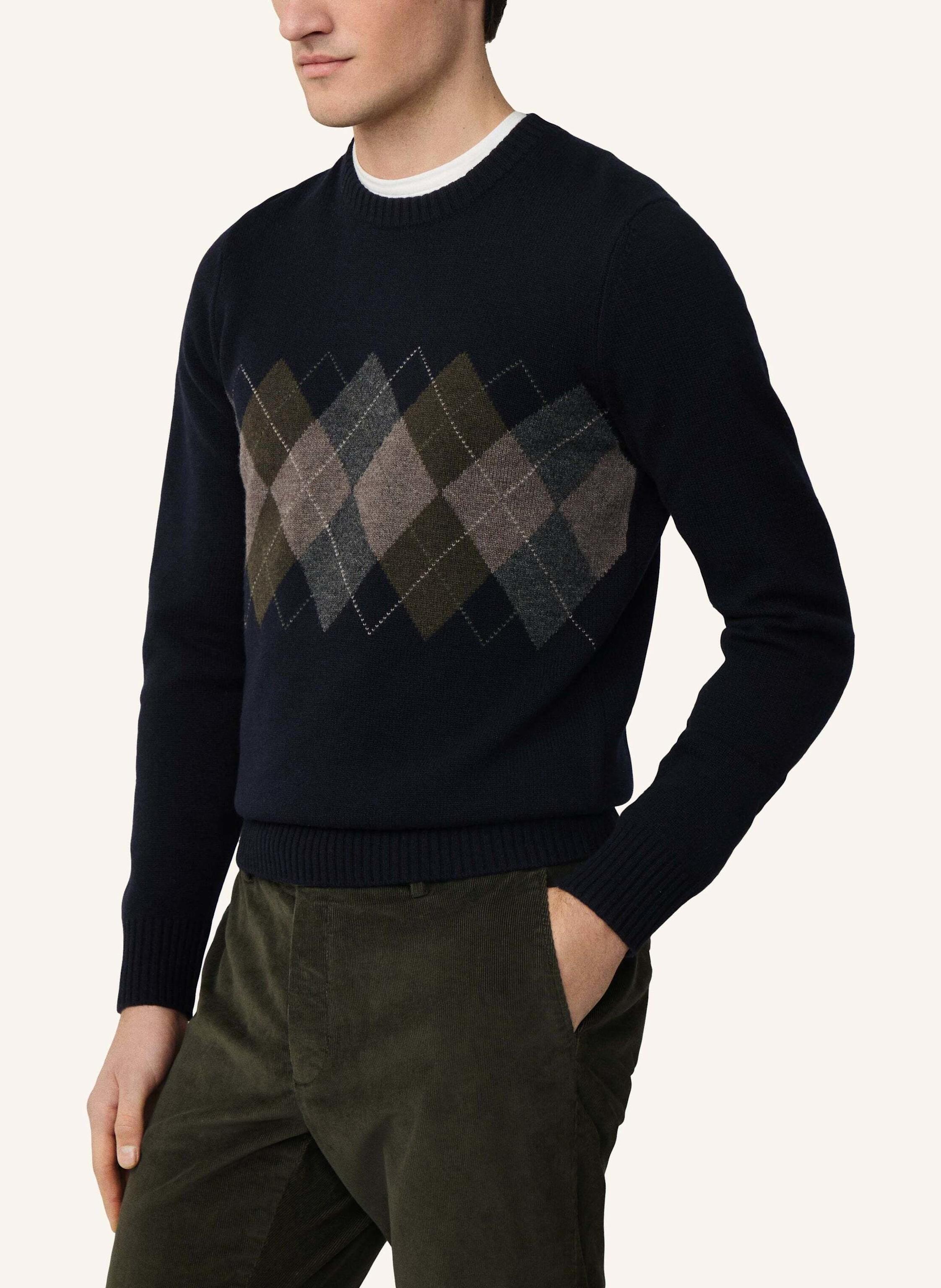 Thumbnail - Hackett London Pullover Argyle Crew Neck blau